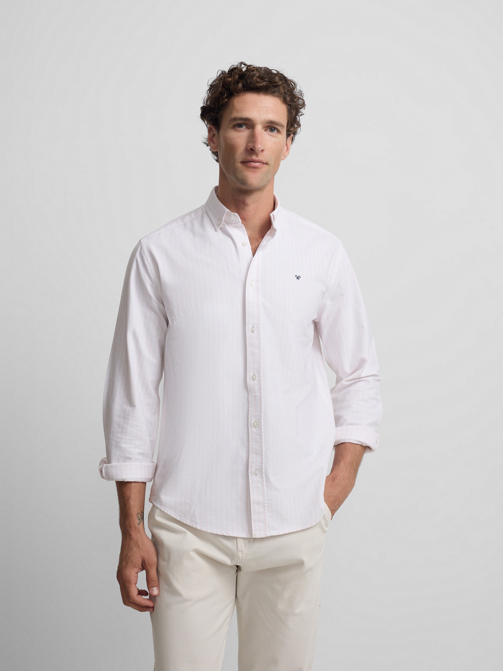 Camisa sport oxford raya media rosa