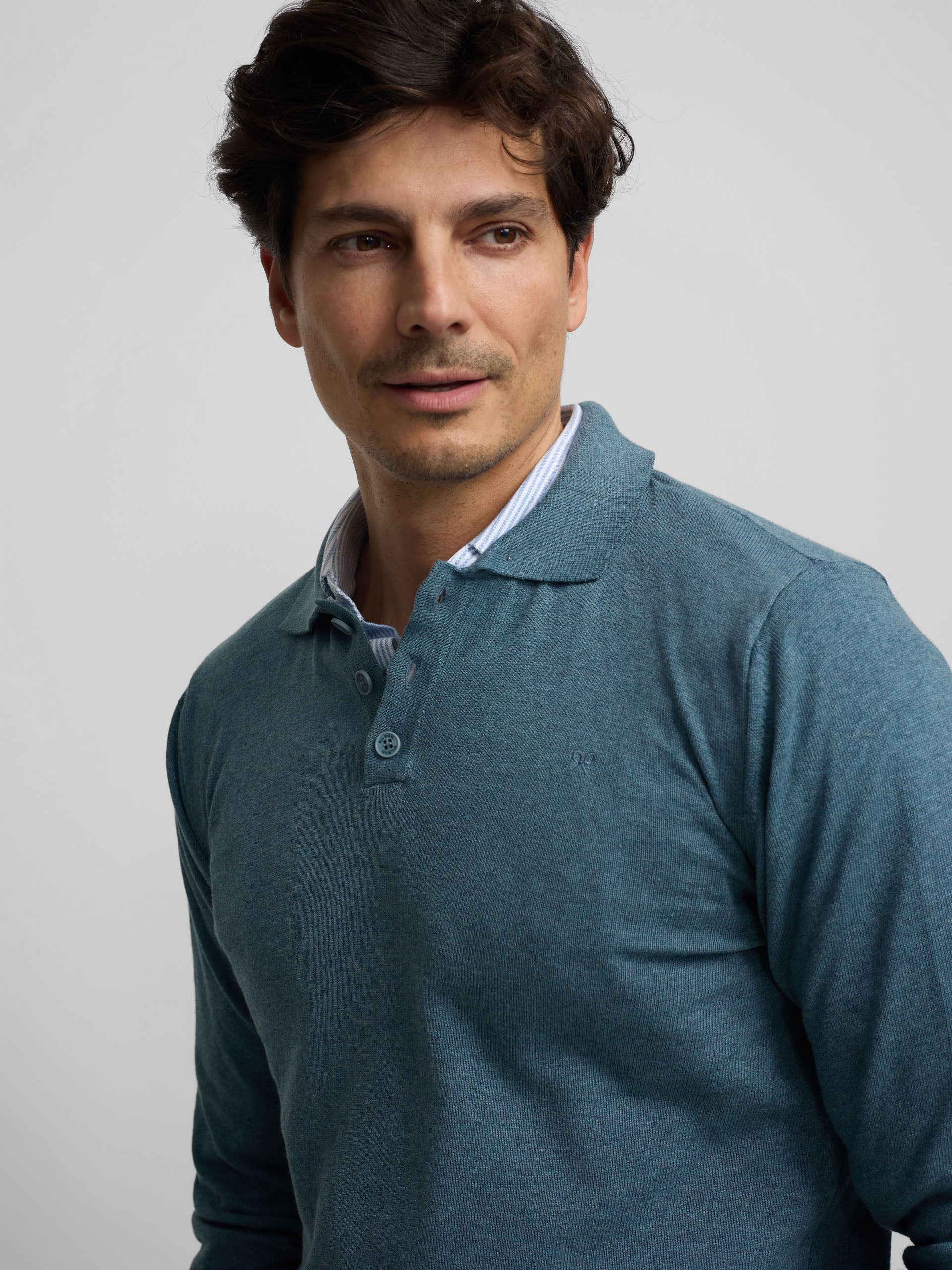 Petroleum blue polo neck sweater