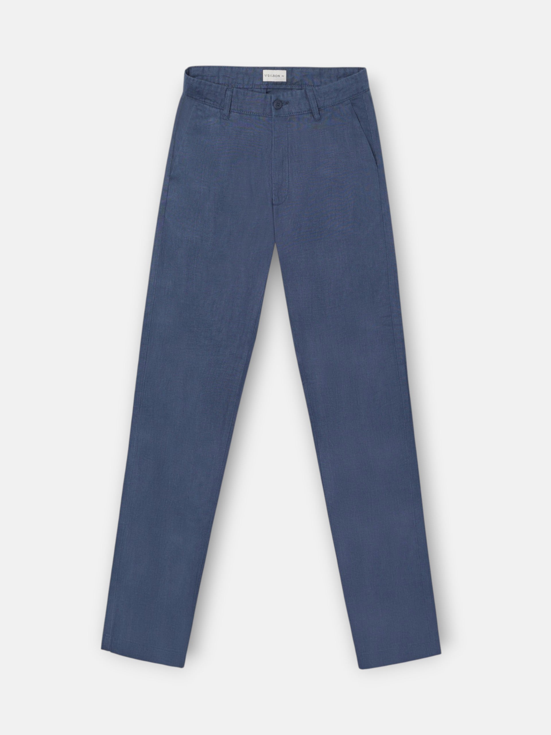 Pantalon chino sport en lin bleu indigo