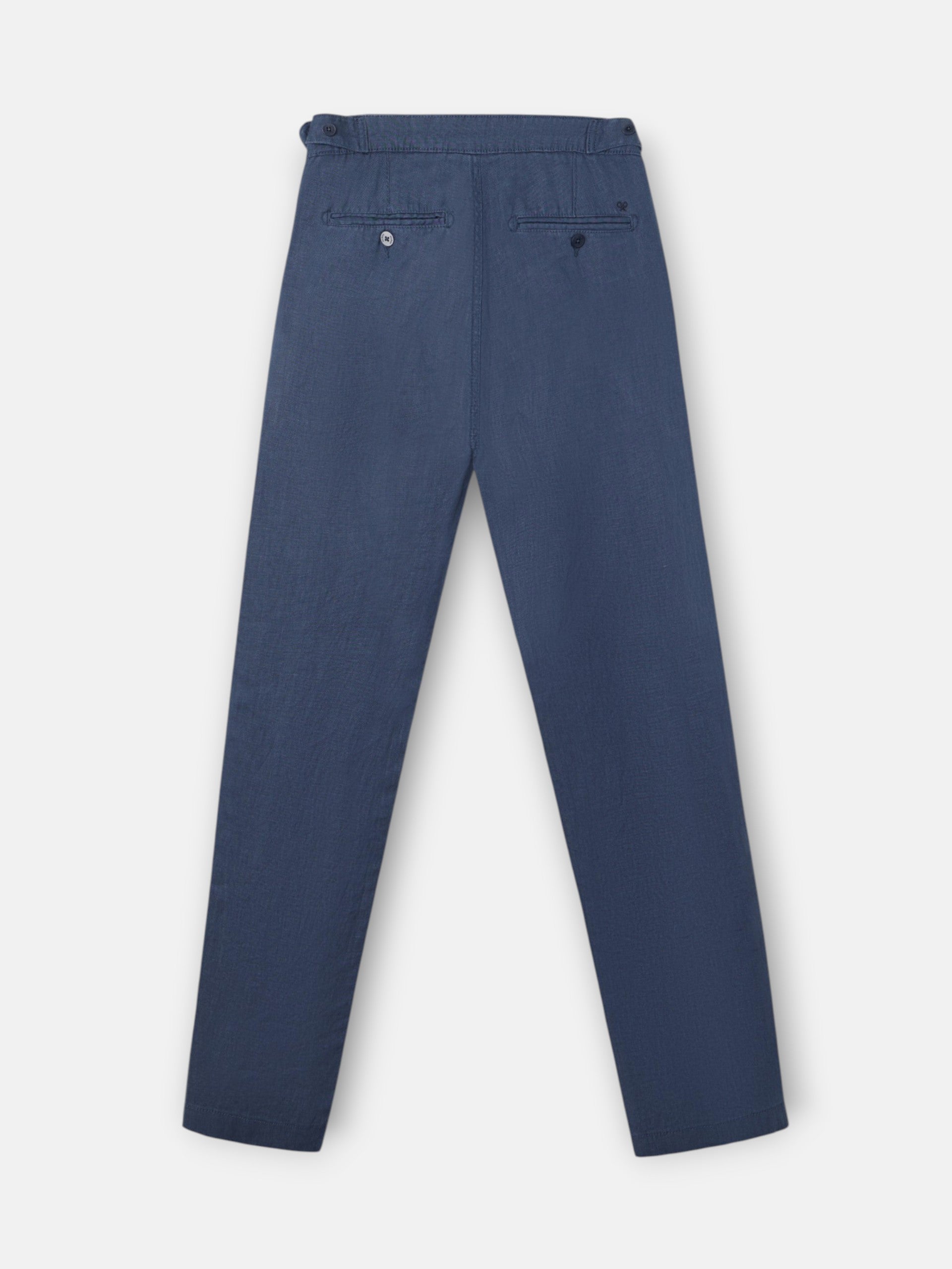 Pantalon de sport à pinces en lin bleu indigo