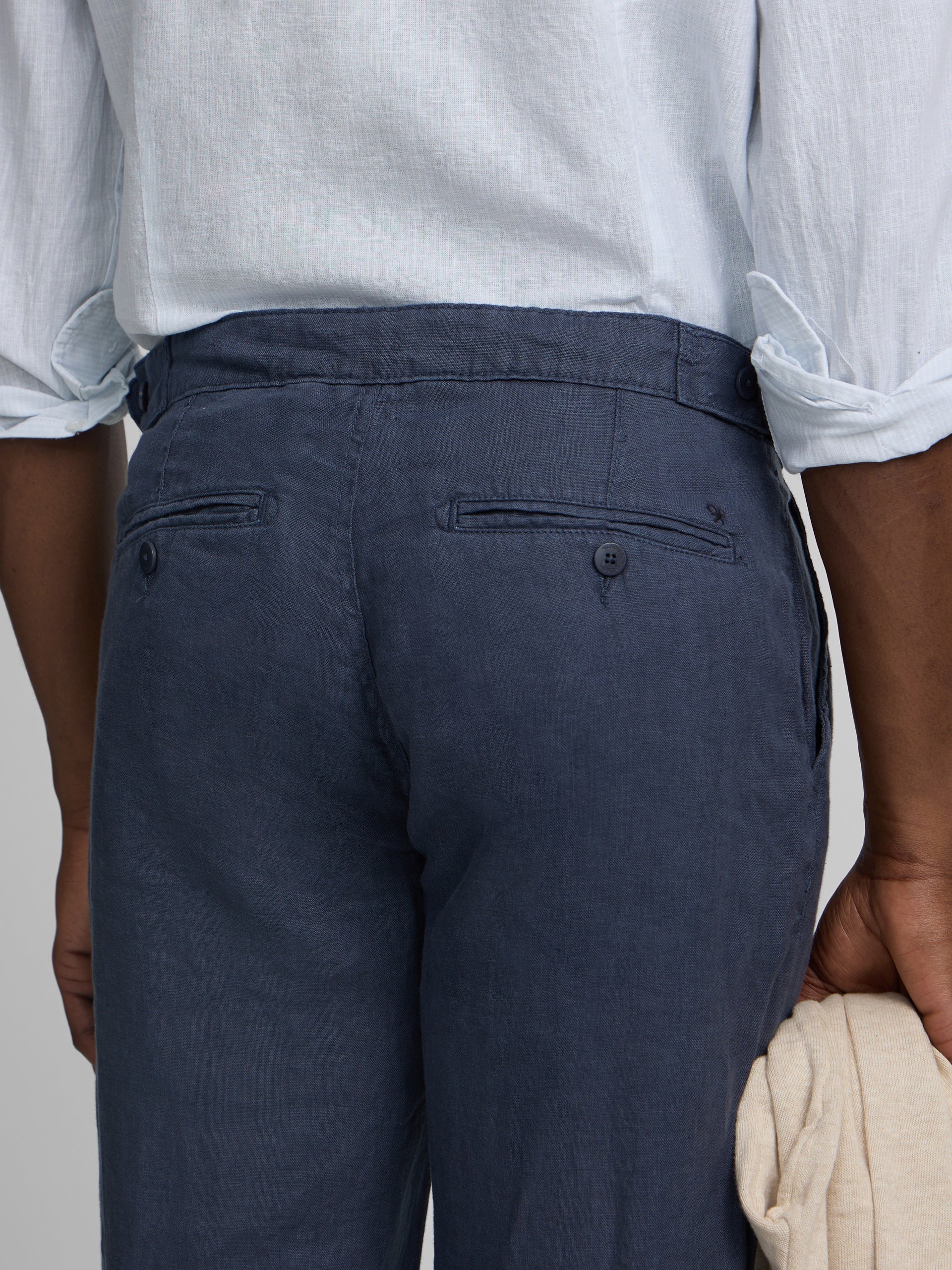 Pantalon de sport à pinces en lin bleu indigo
