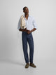 Pantalon de sport à pinces en lin bleu indigo