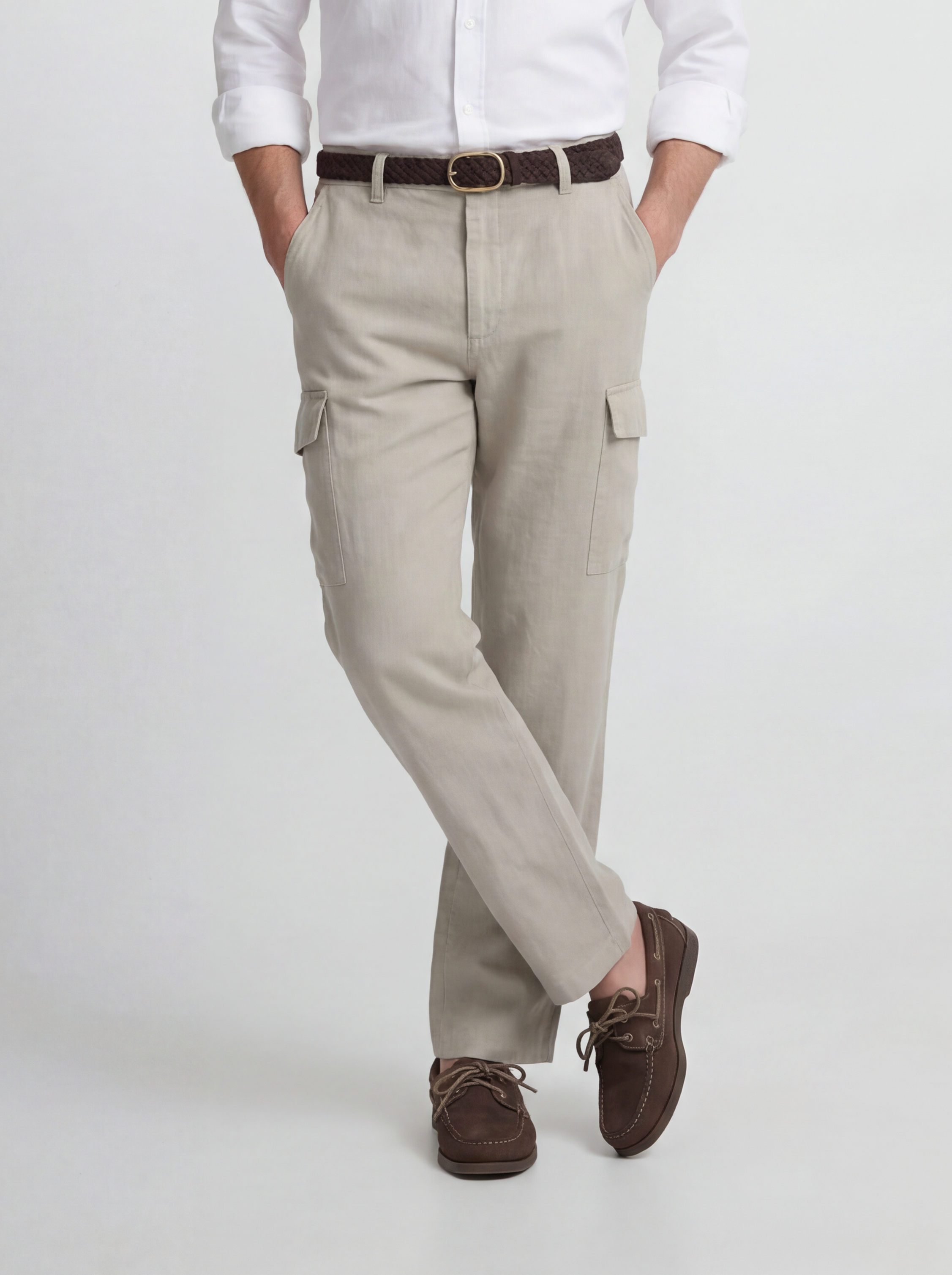 Pantalon sport cargo lino verde medio