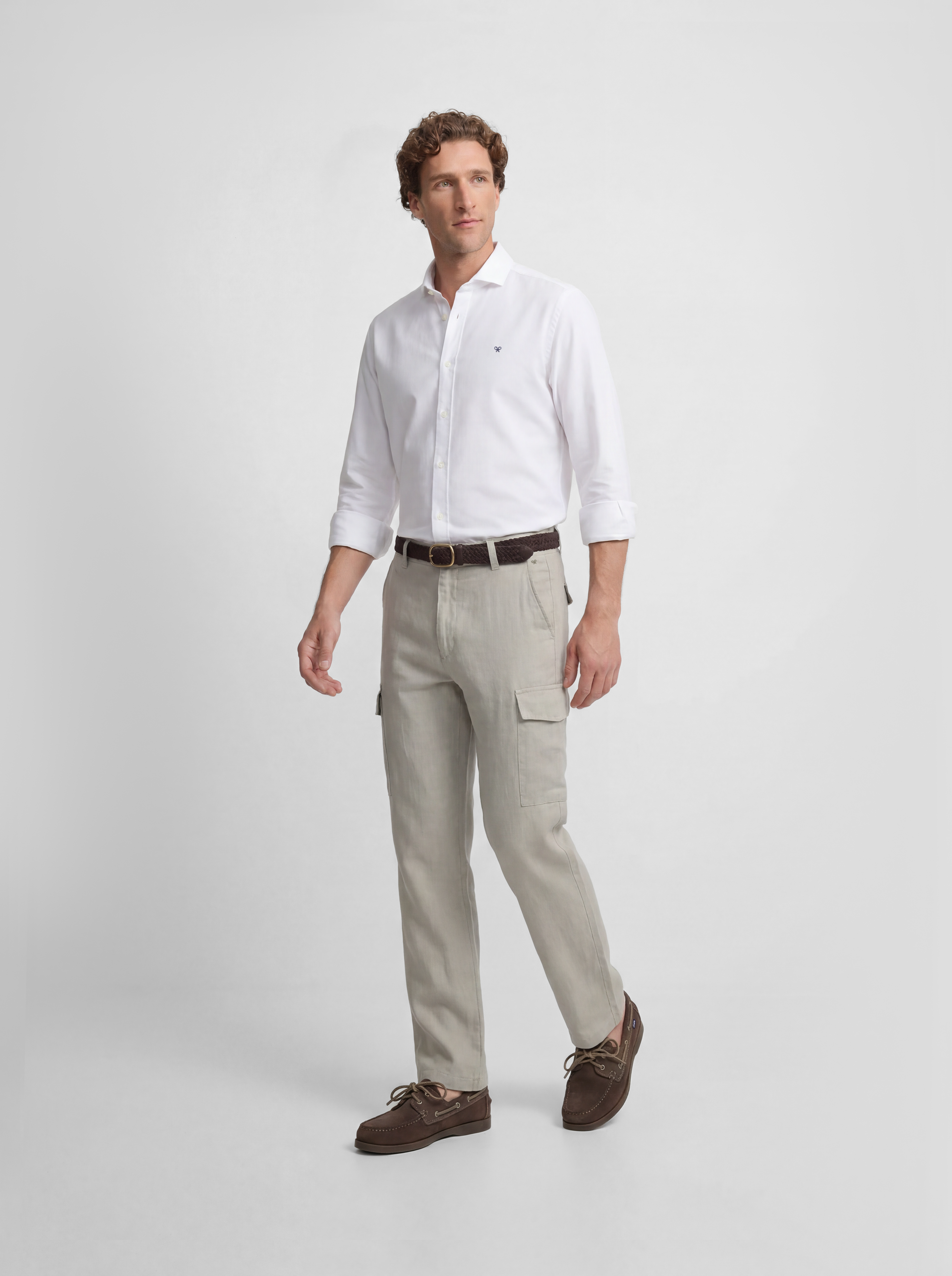 Pantalon sport cargo lino verde medio