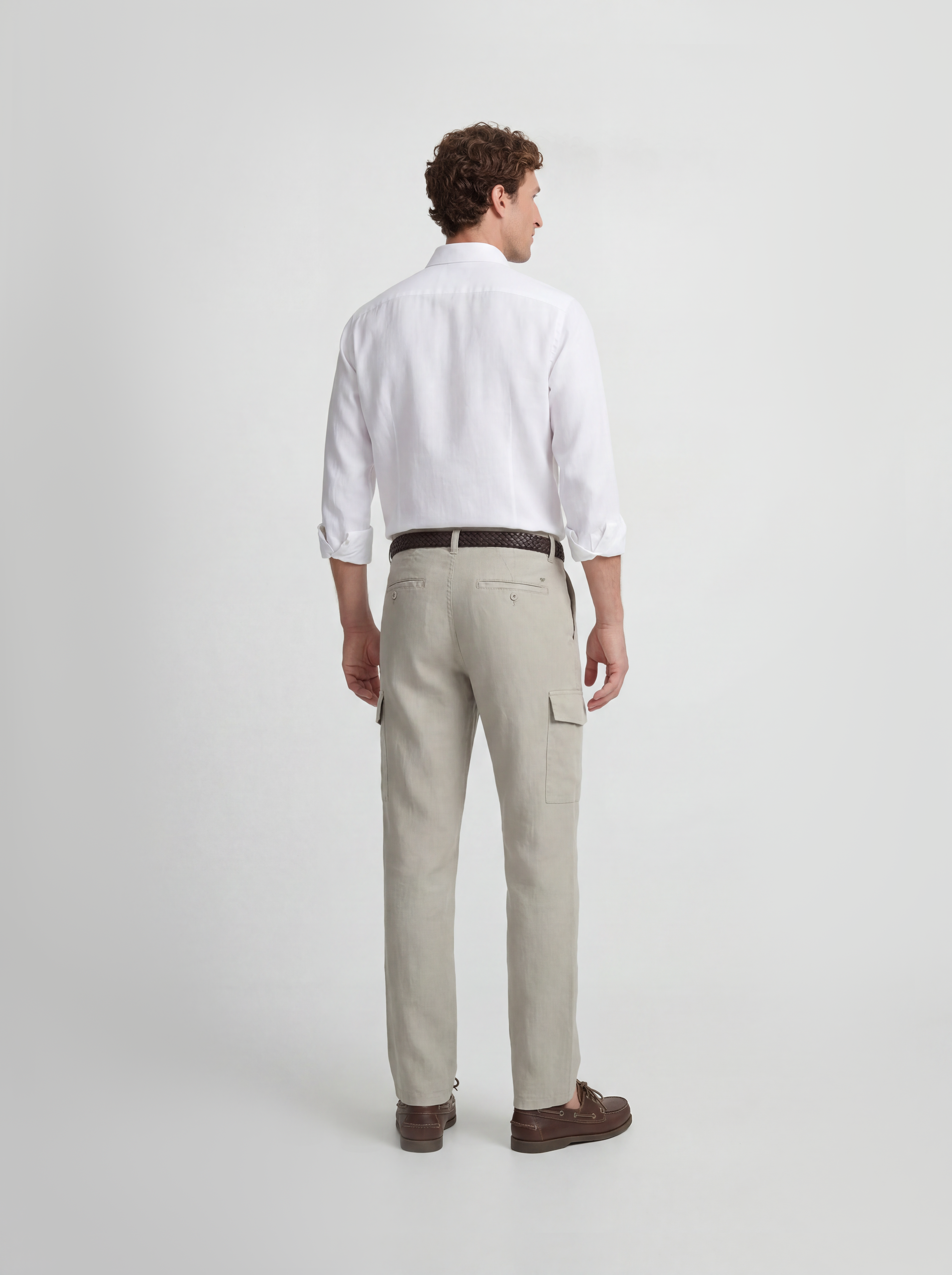 Pantalon sport cargo lino verde medio