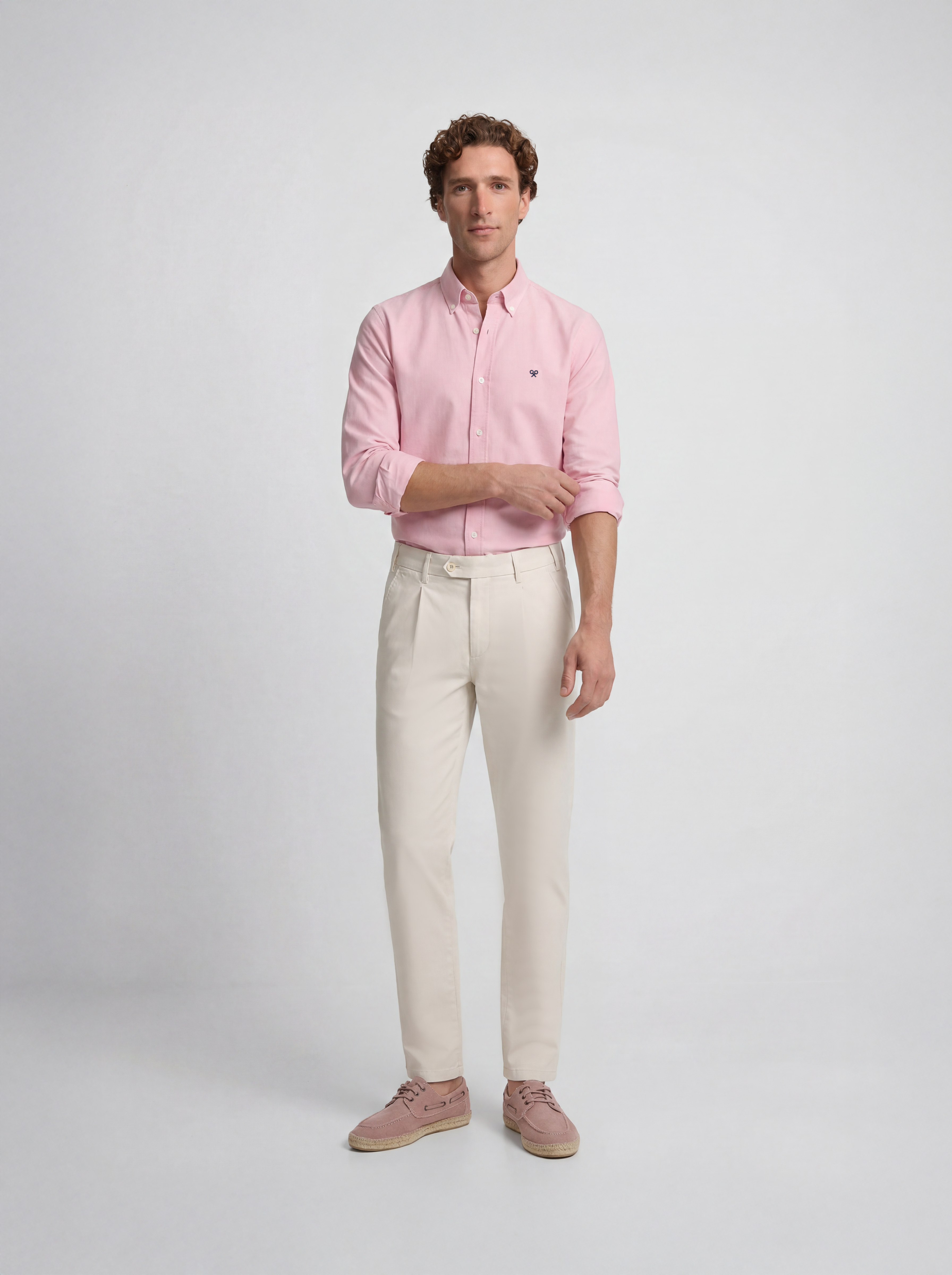 Pantalon chino sport à pinces pierre