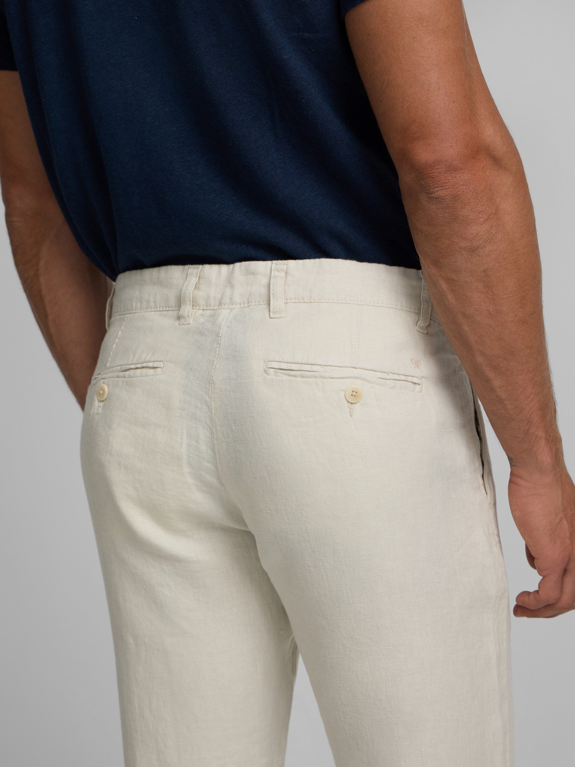 Pantalon chino sport en lin beige