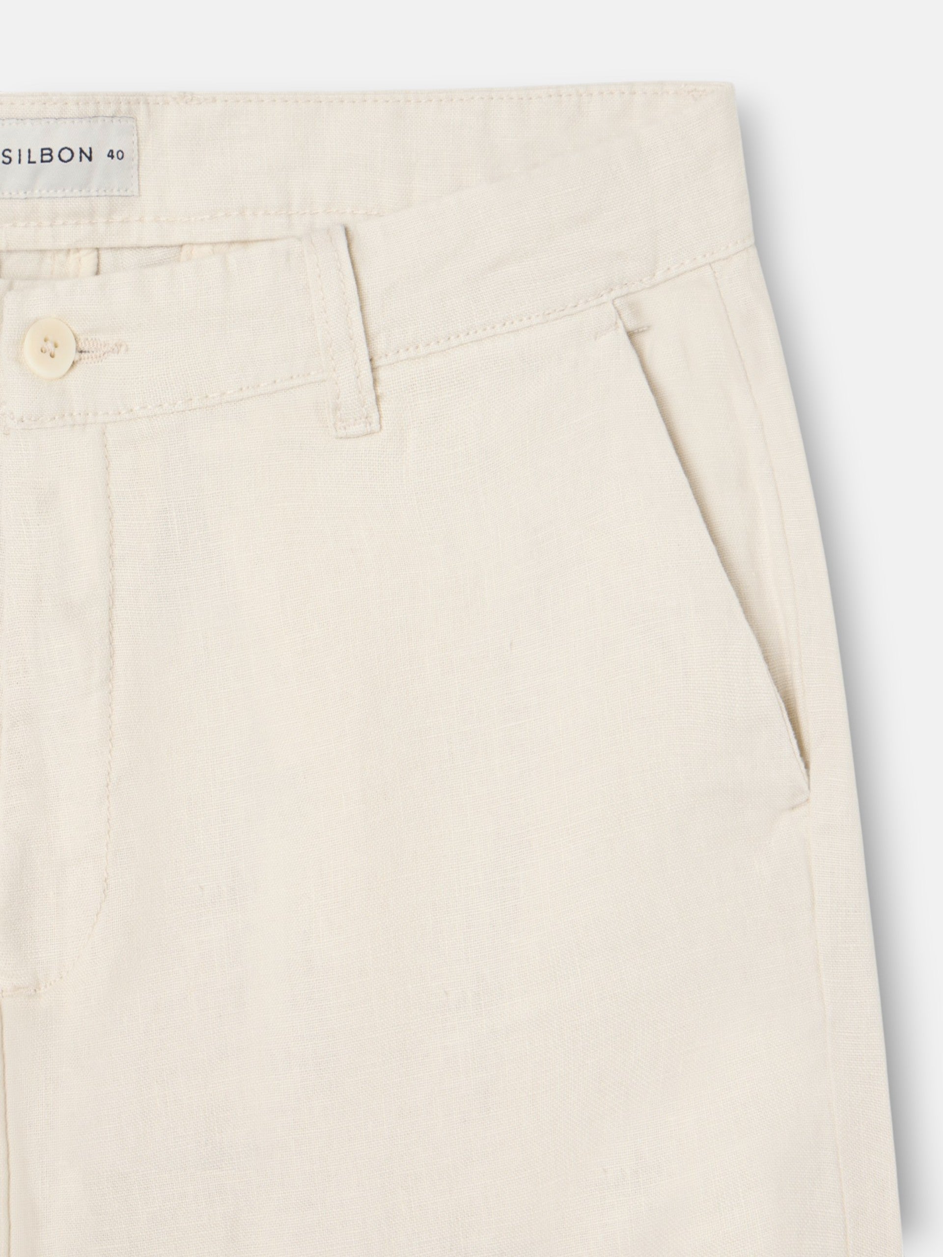 Pantalon chino sport en lin beige