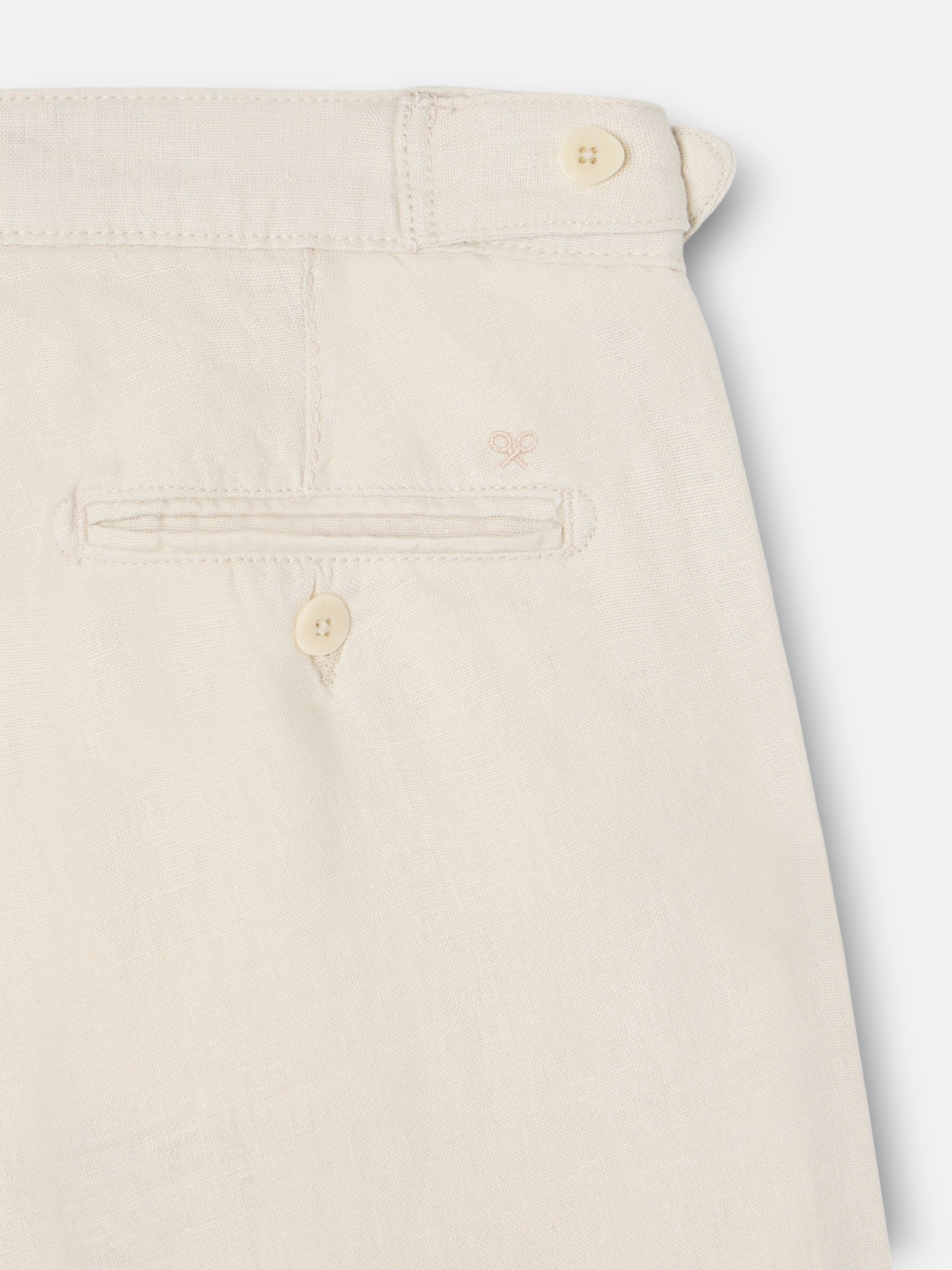 Pantalon de sport à pinces en lin beige