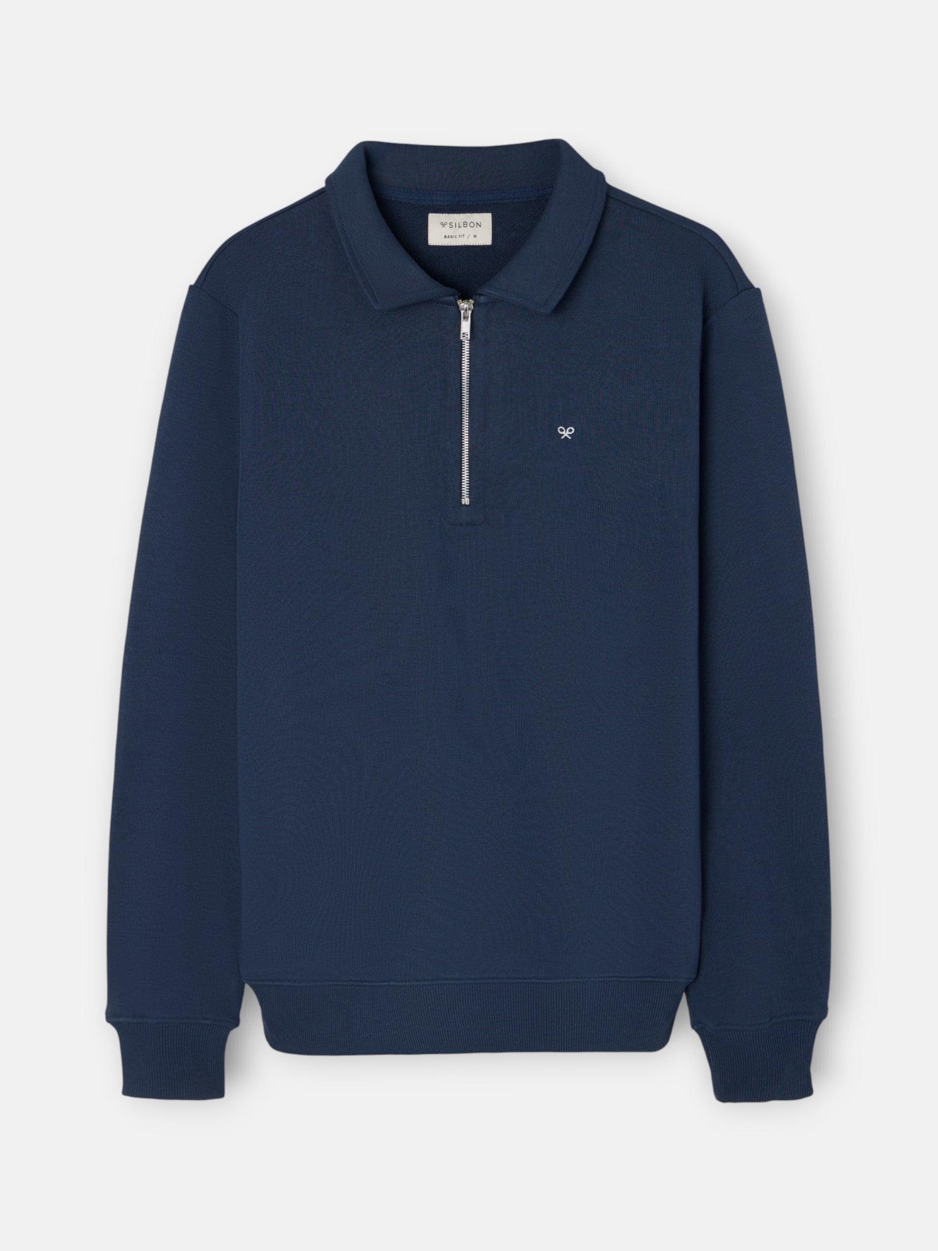 Half-zip sweatshirt with mini logo in navy blue