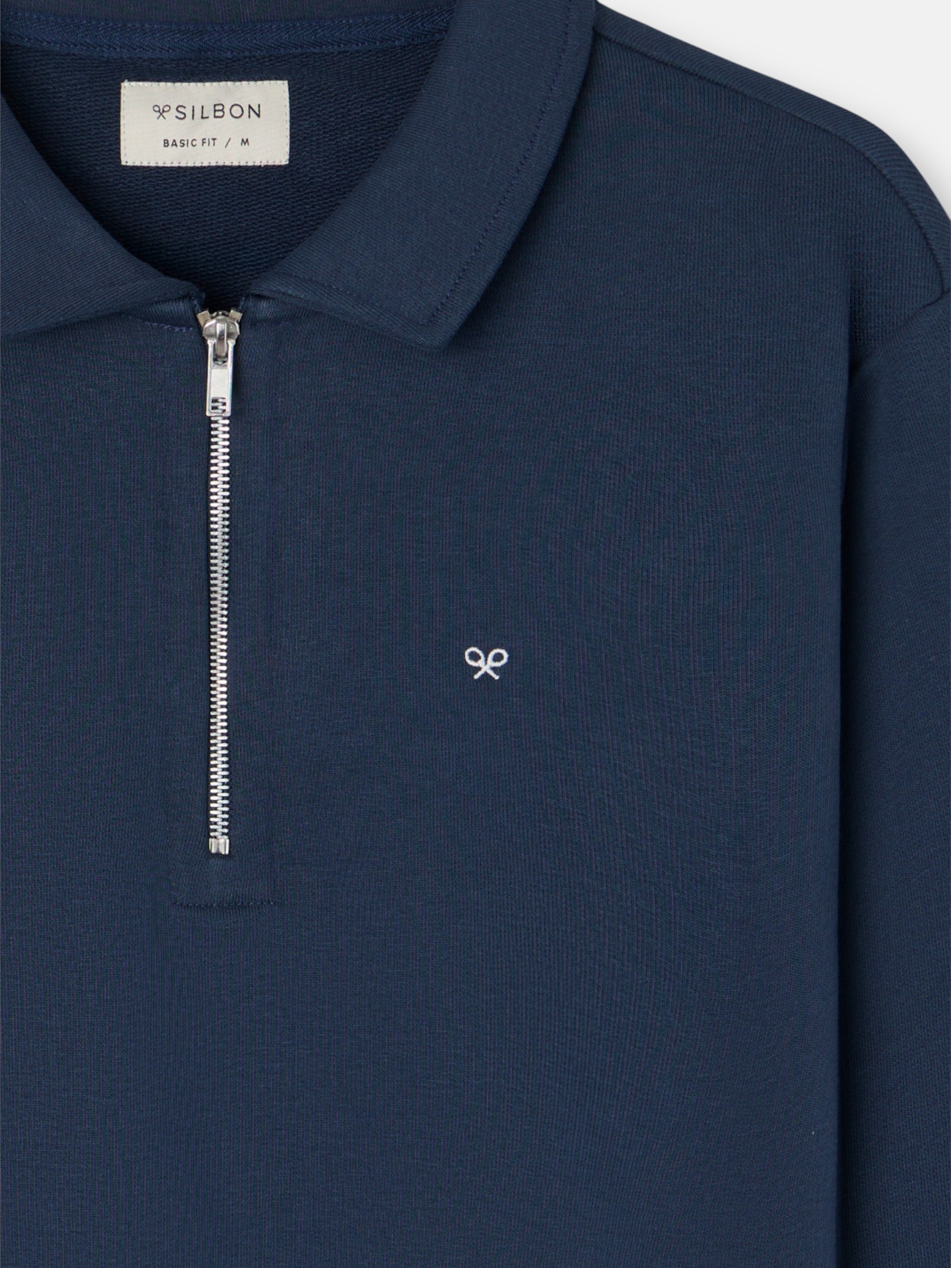 Half-zip sweatshirt with mini logo in navy blue