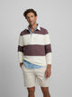 Sudadera cuello polo raya ancha burdeos