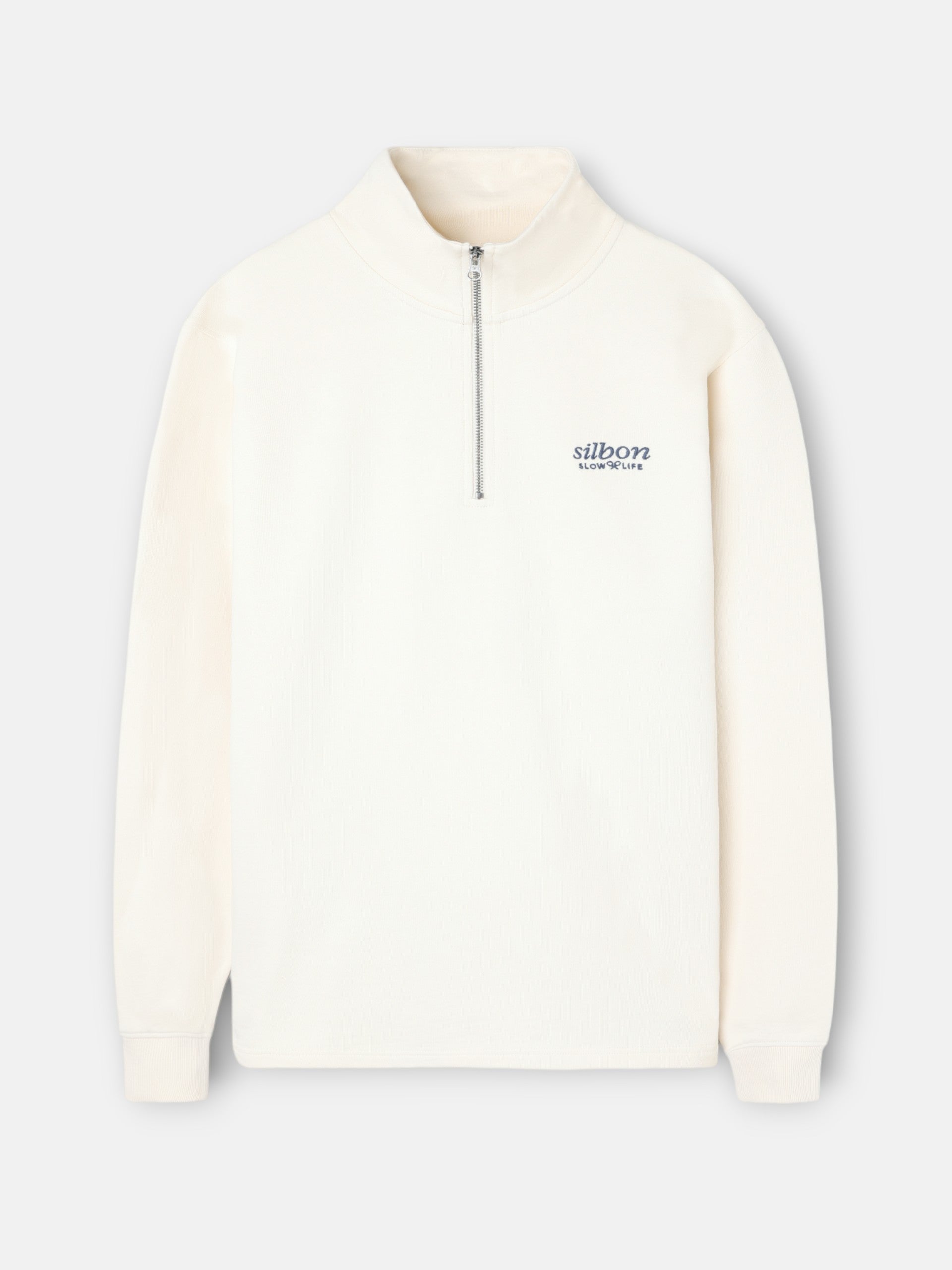 Half-zip slow life sweatshirt in cream