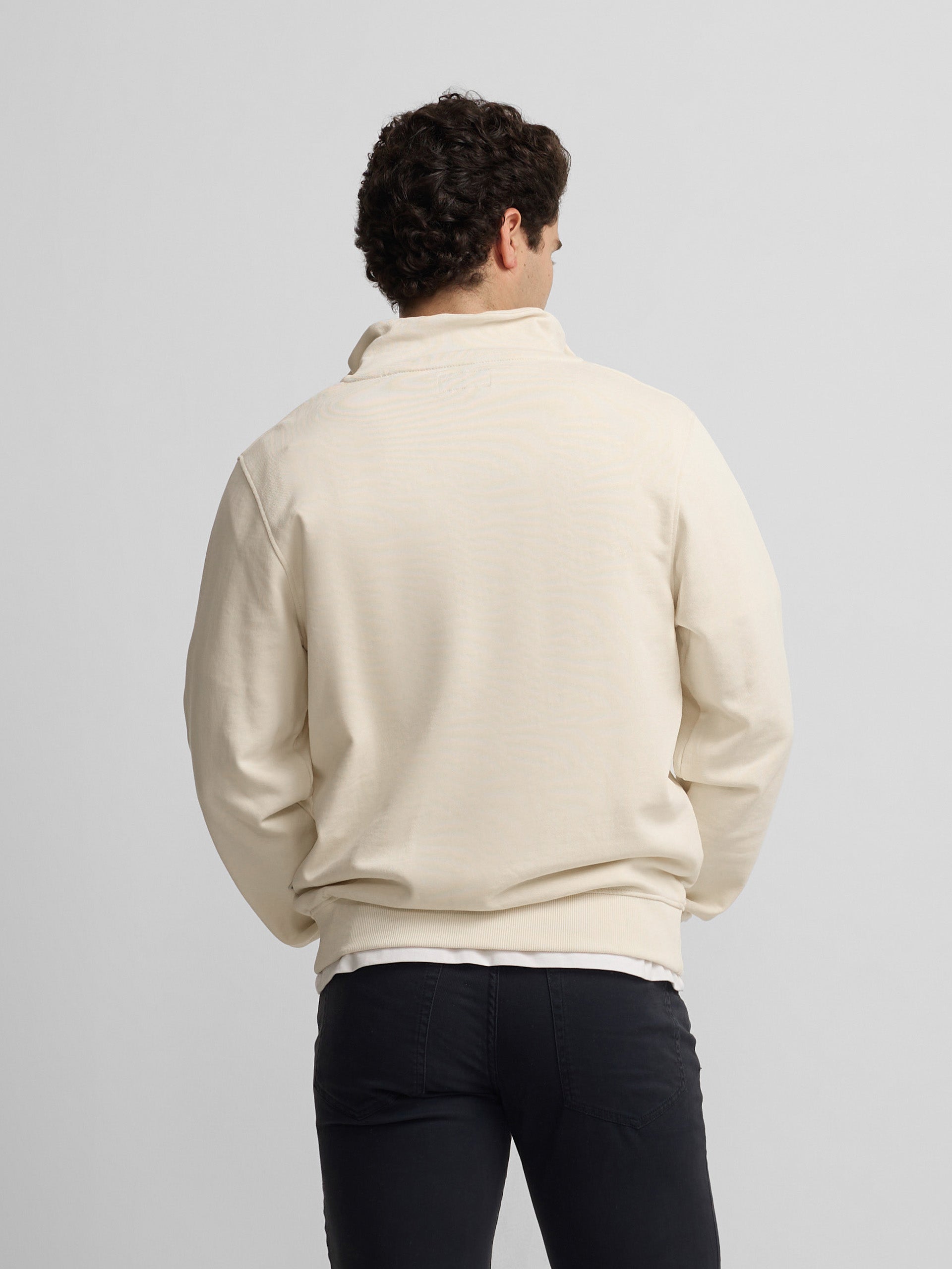 Sudadera cremallera bordado crema