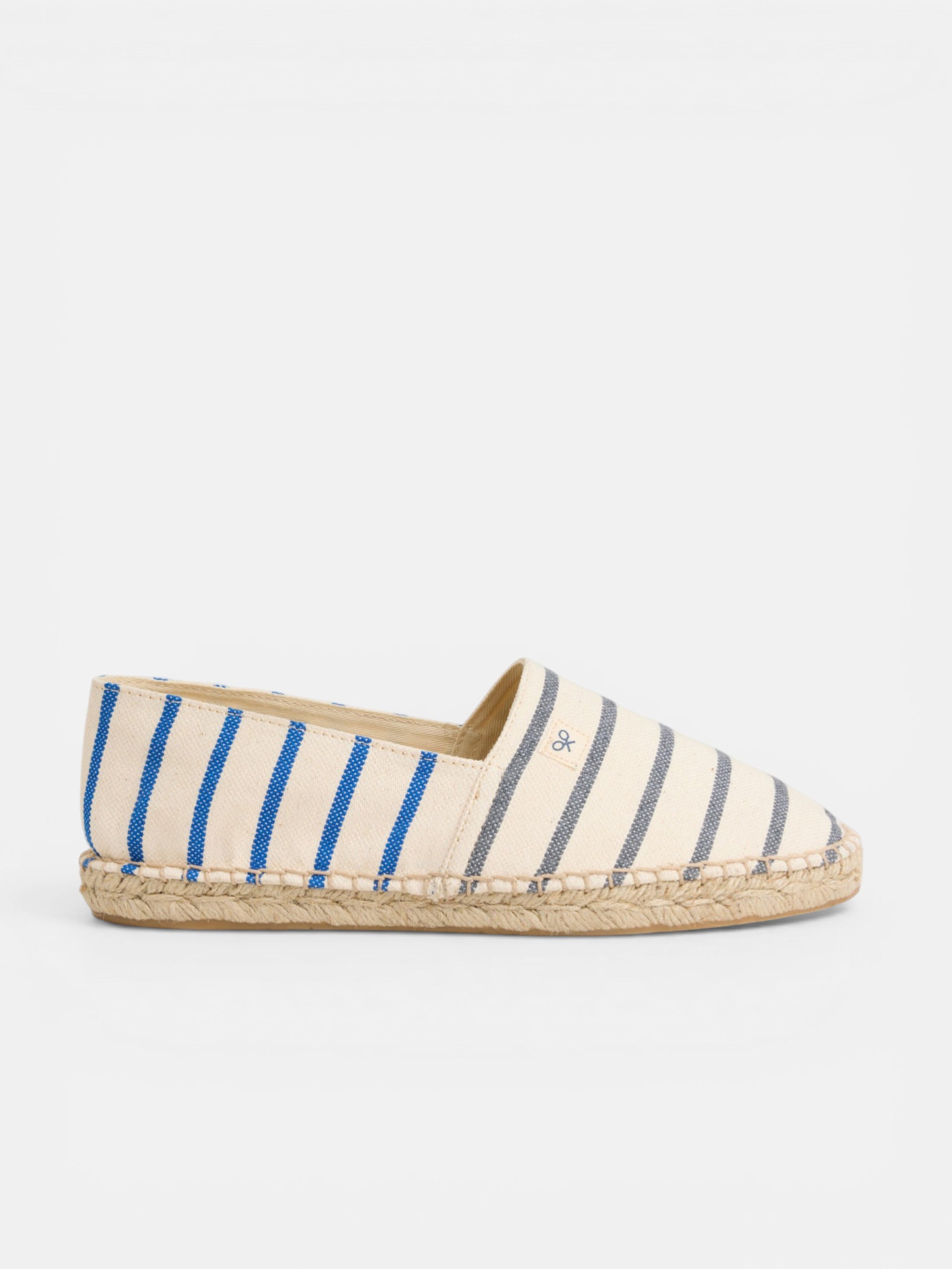 Alpargata rayas multiple azul gris