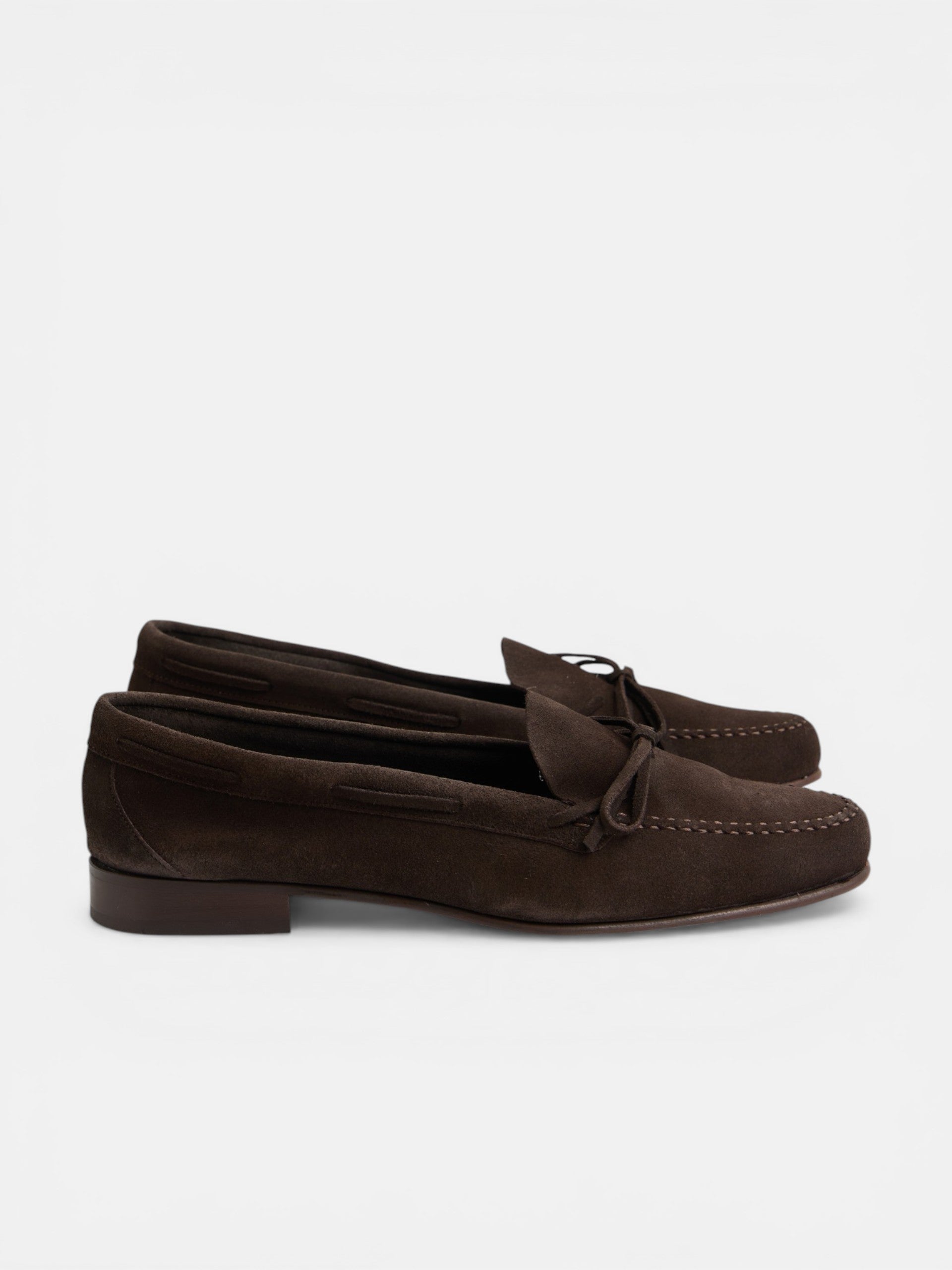 Dark brown suede bow shoe
