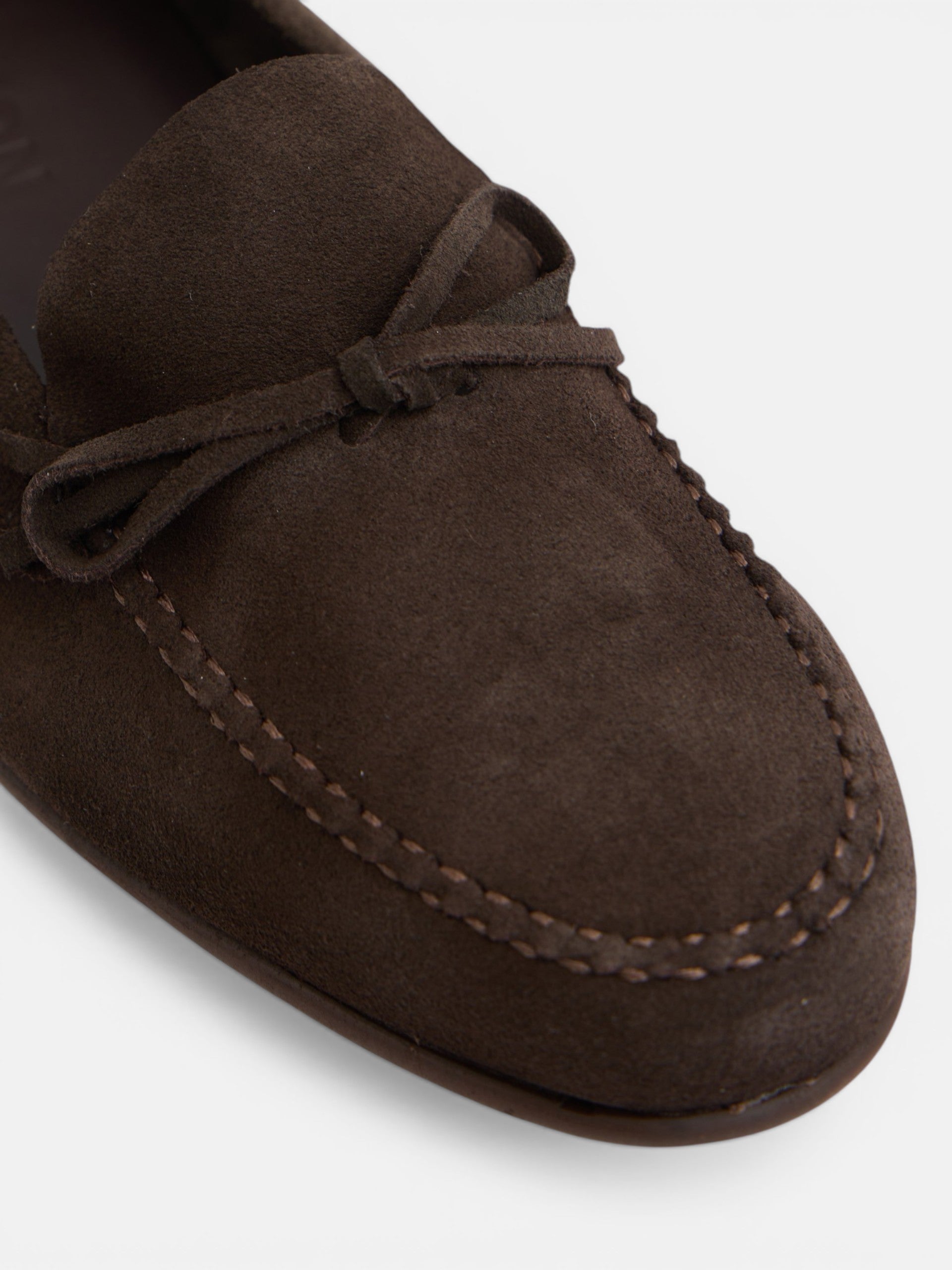 Dark brown suede bow shoe