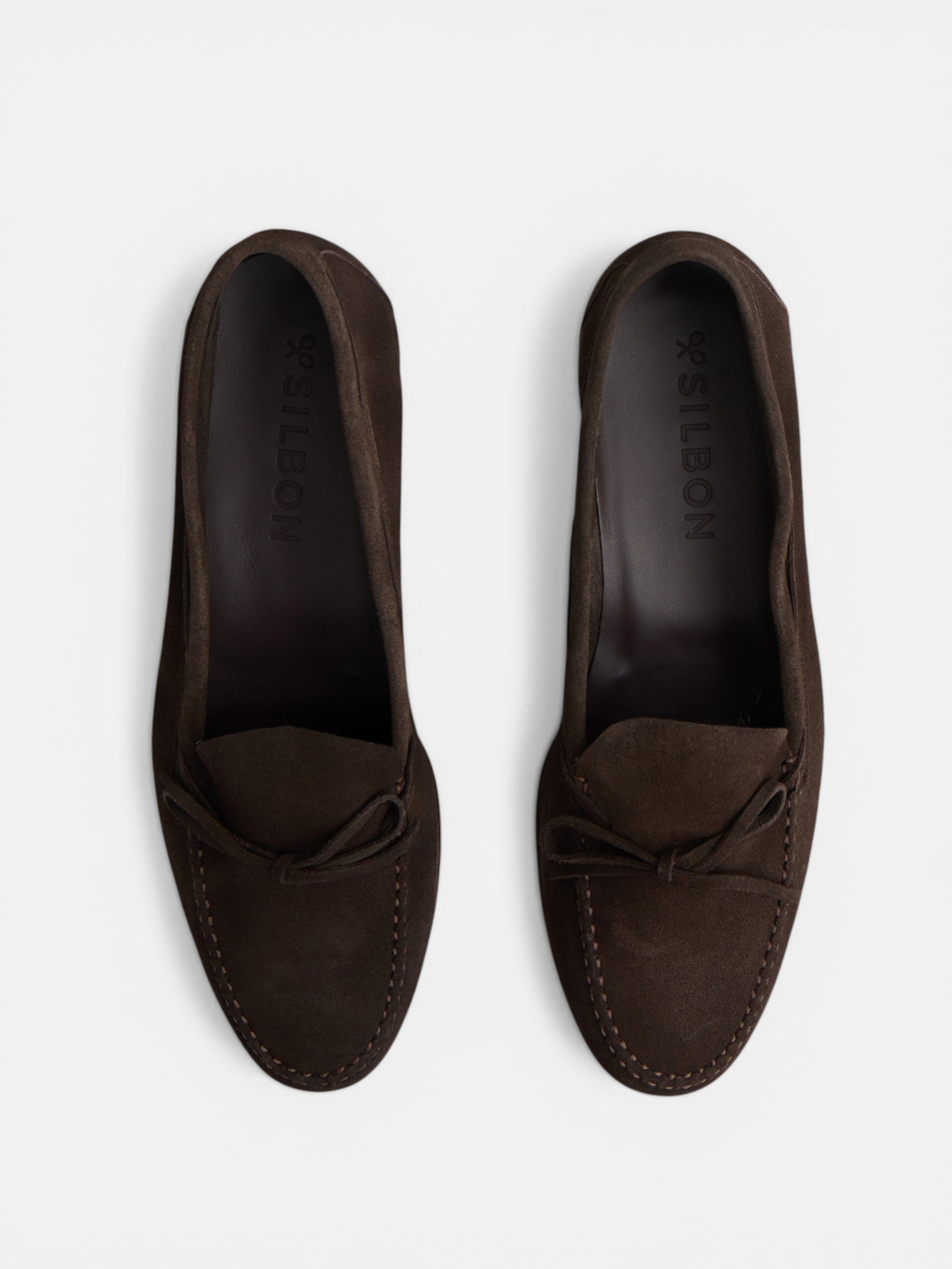 Dark brown suede bow shoe