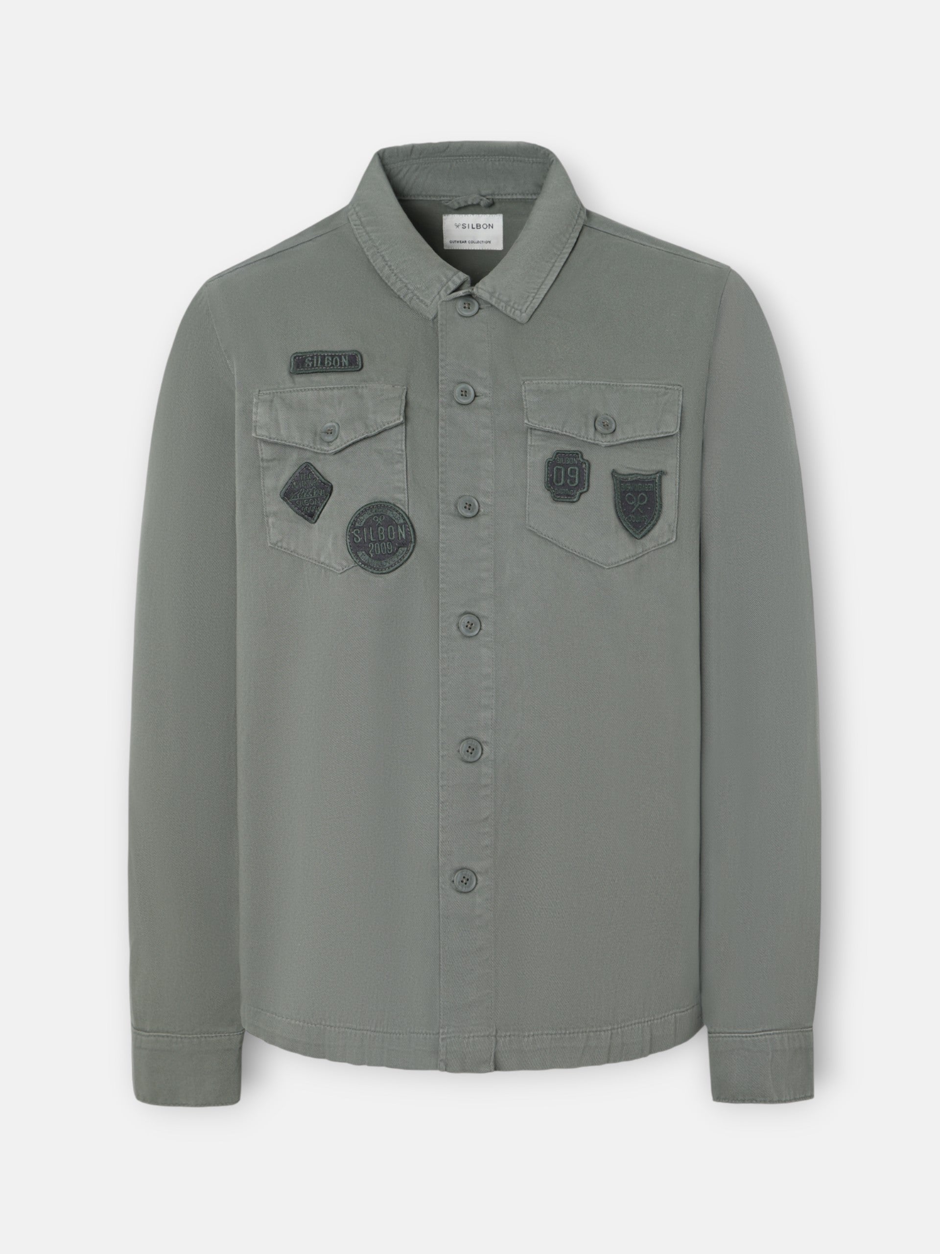 Sobrecamisa parches azul petroleo