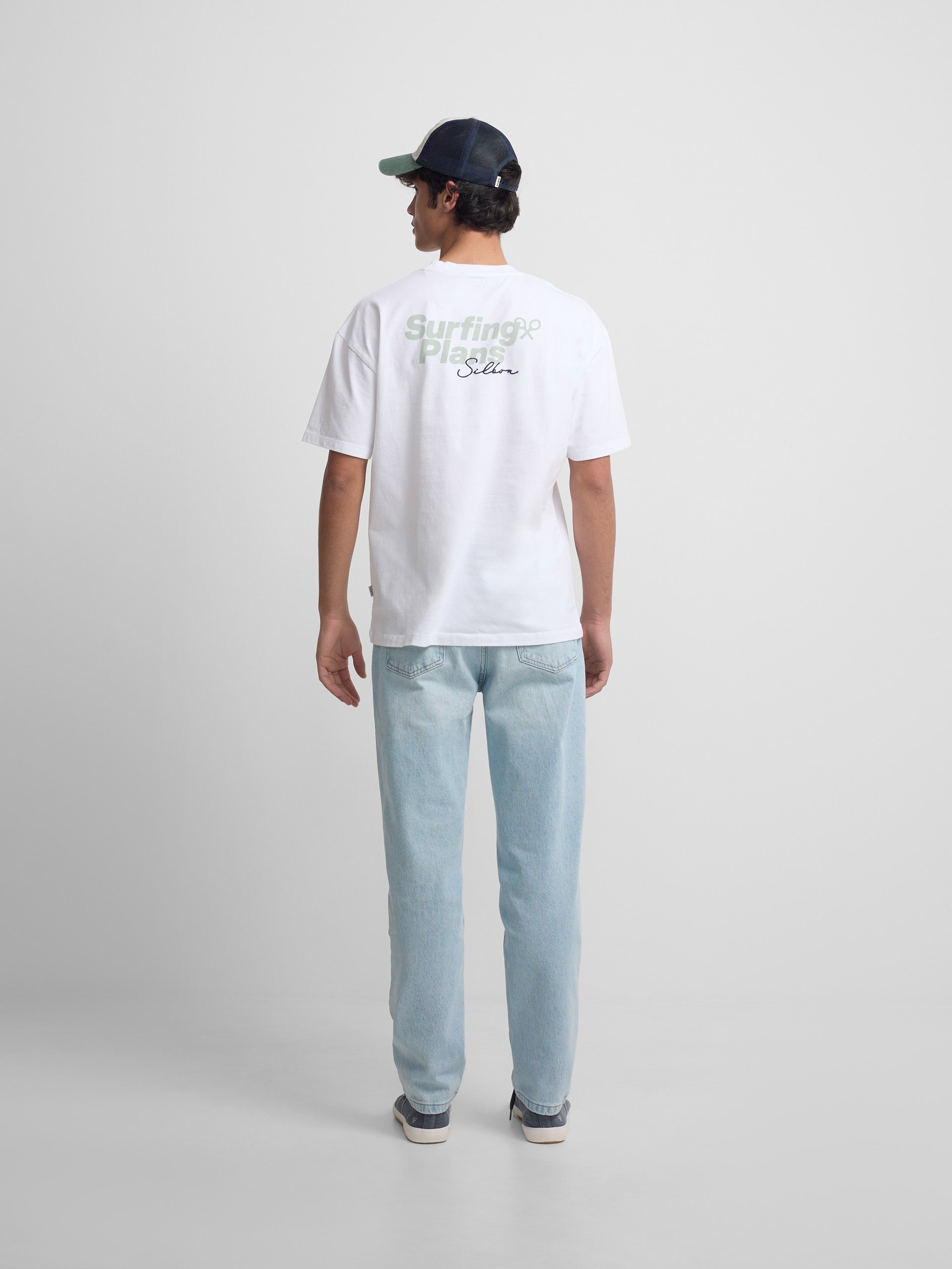 T-shirt coupe décontractée plans de surf blanc