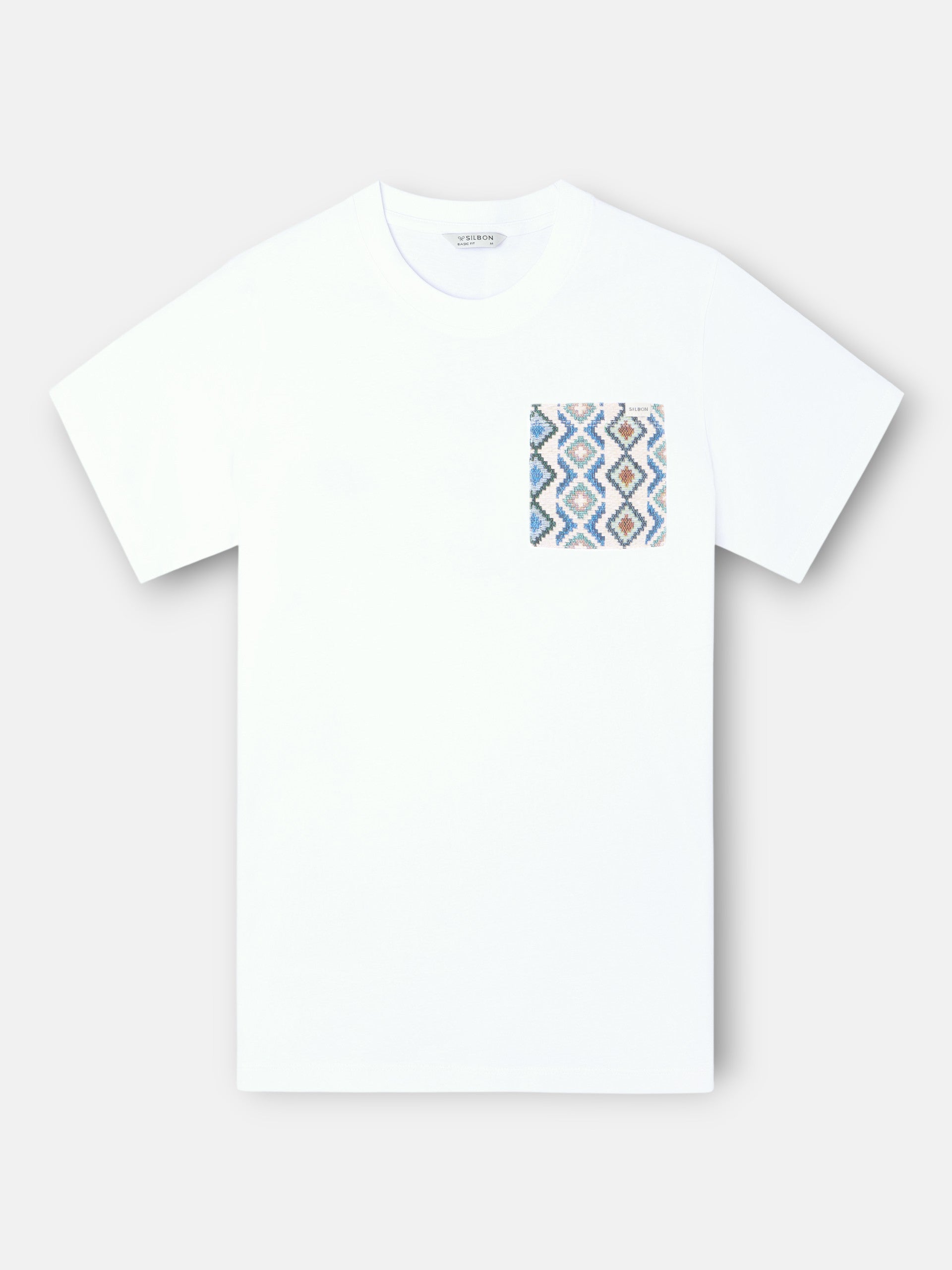 White ethnic pocket t-shirt