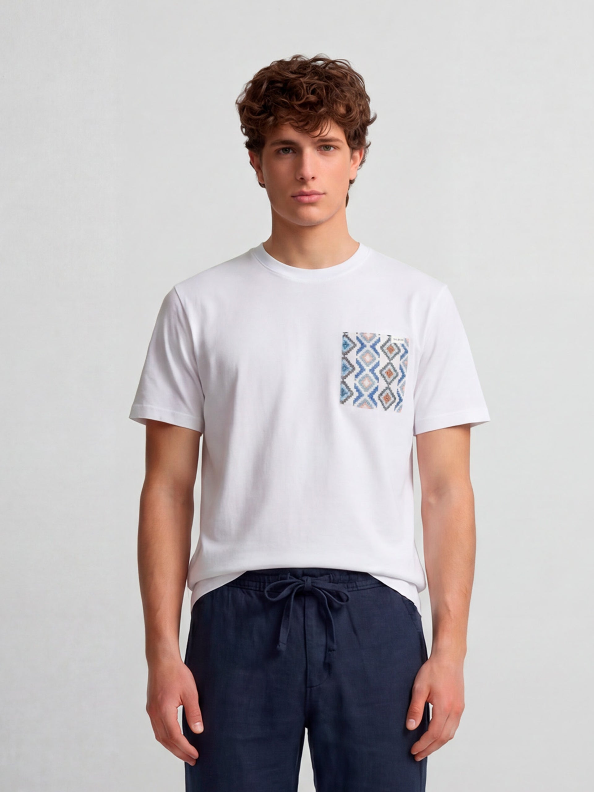White ethnic pocket t-shirt