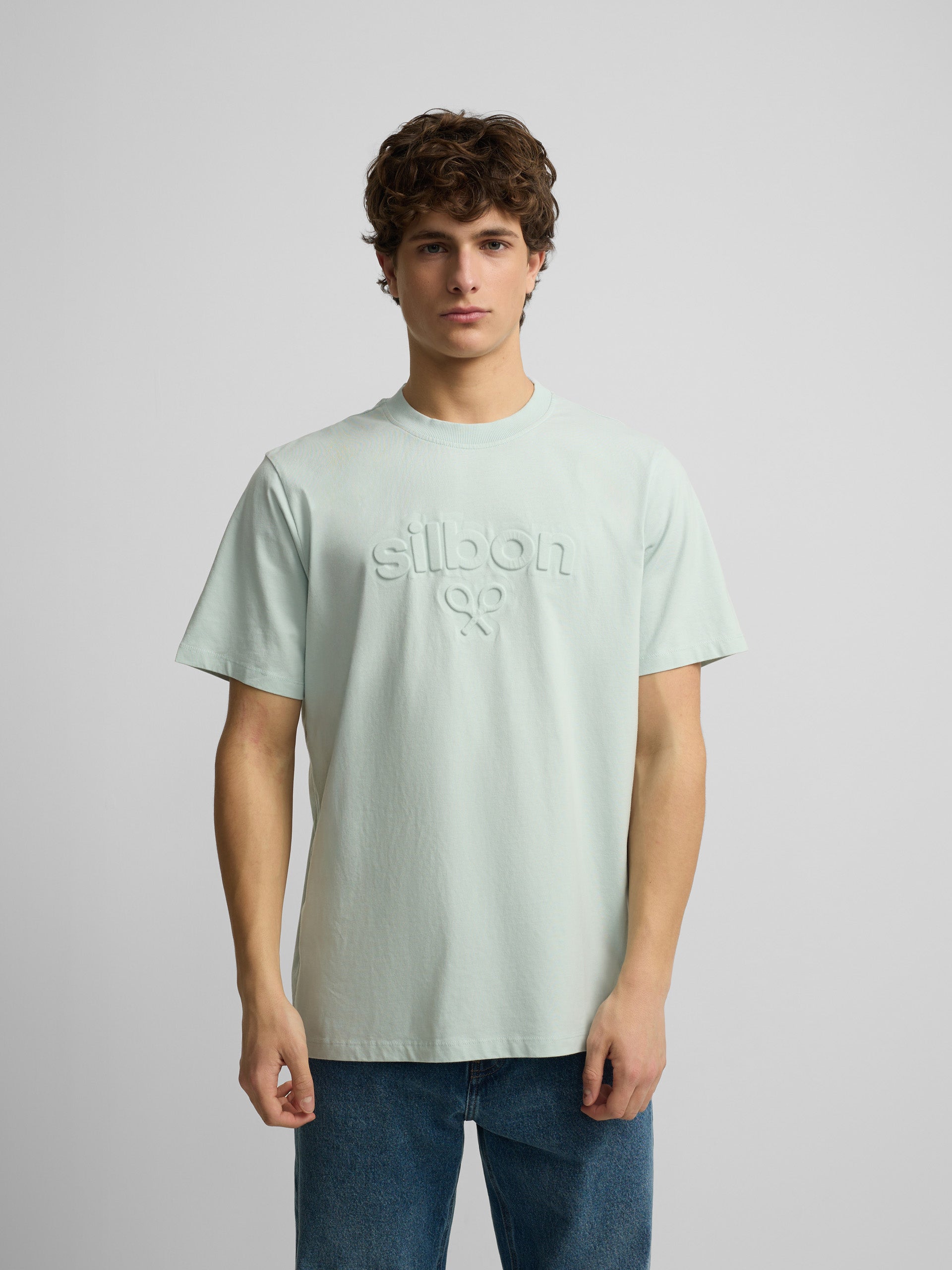 Camiseta Silbon relieve tono aguamarina