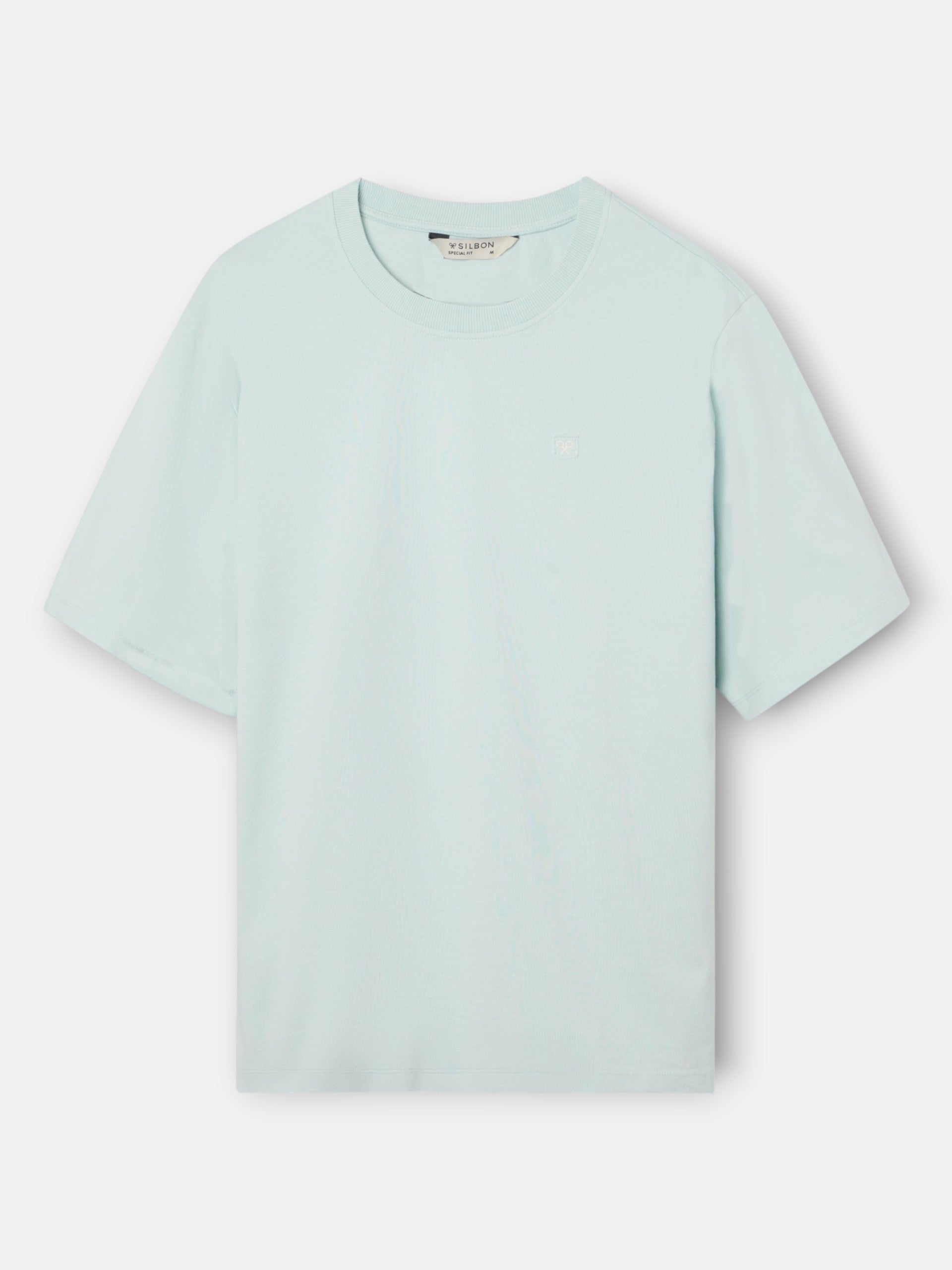 Special fit T-shirt with mini logo patch in aquamarine