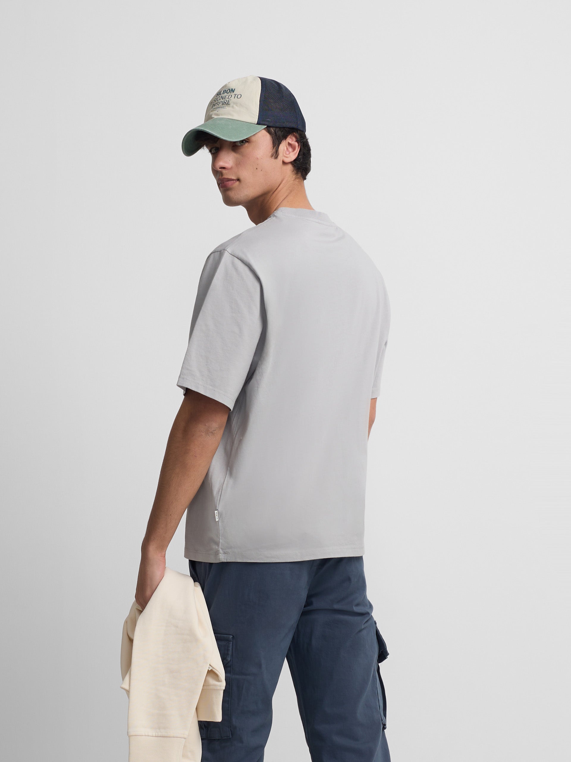 T-shirt coupe spéciale minilogo patch gris