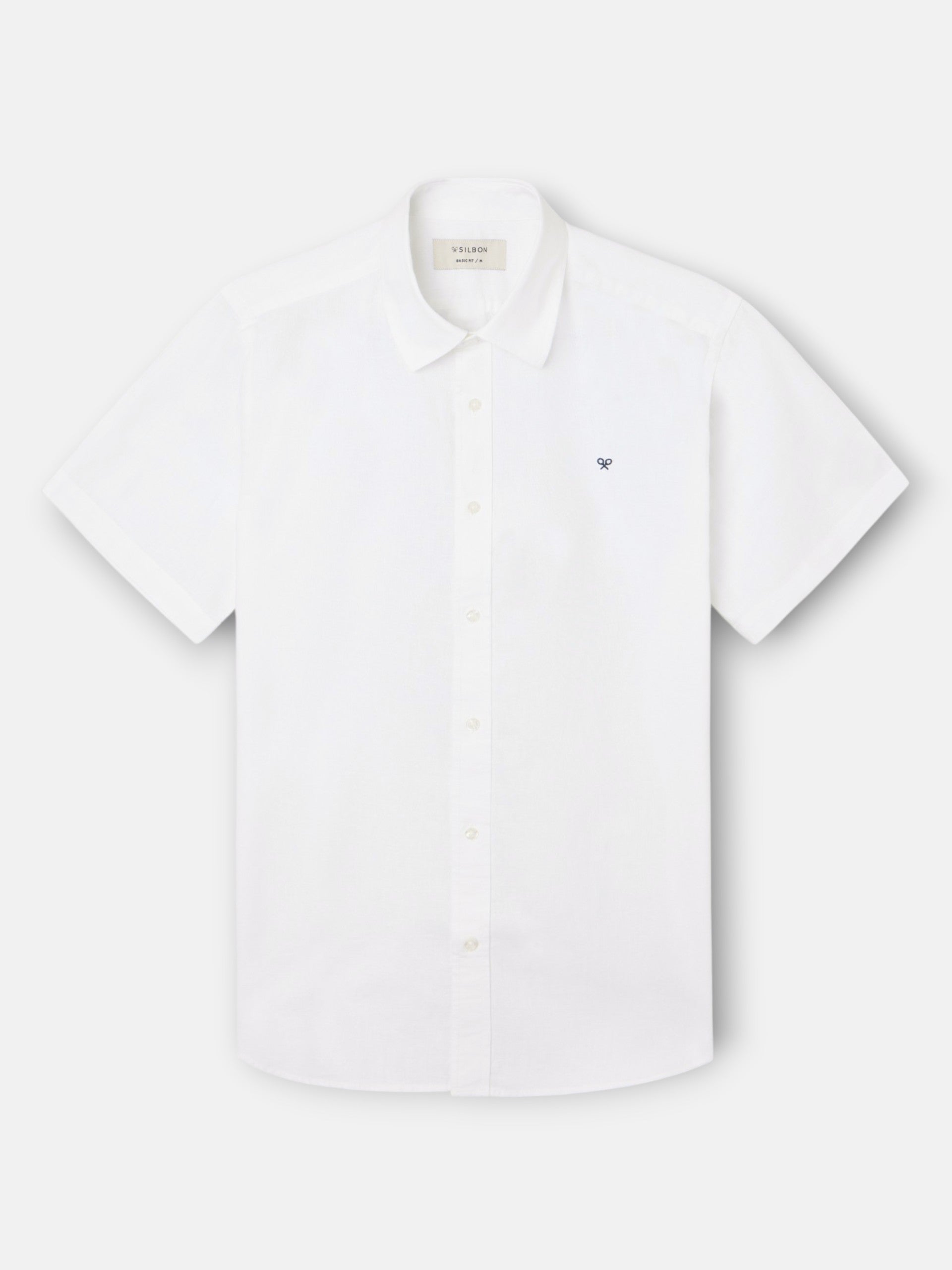 White short-sleeved linen shirt