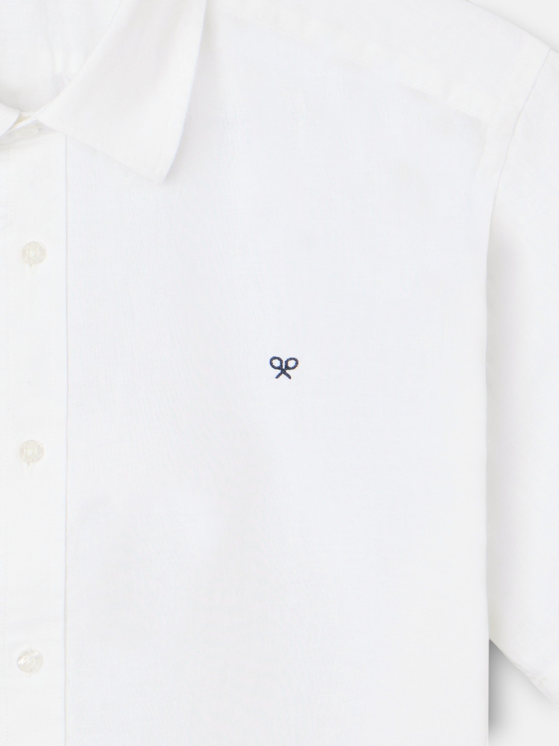 White short-sleeved linen shirt