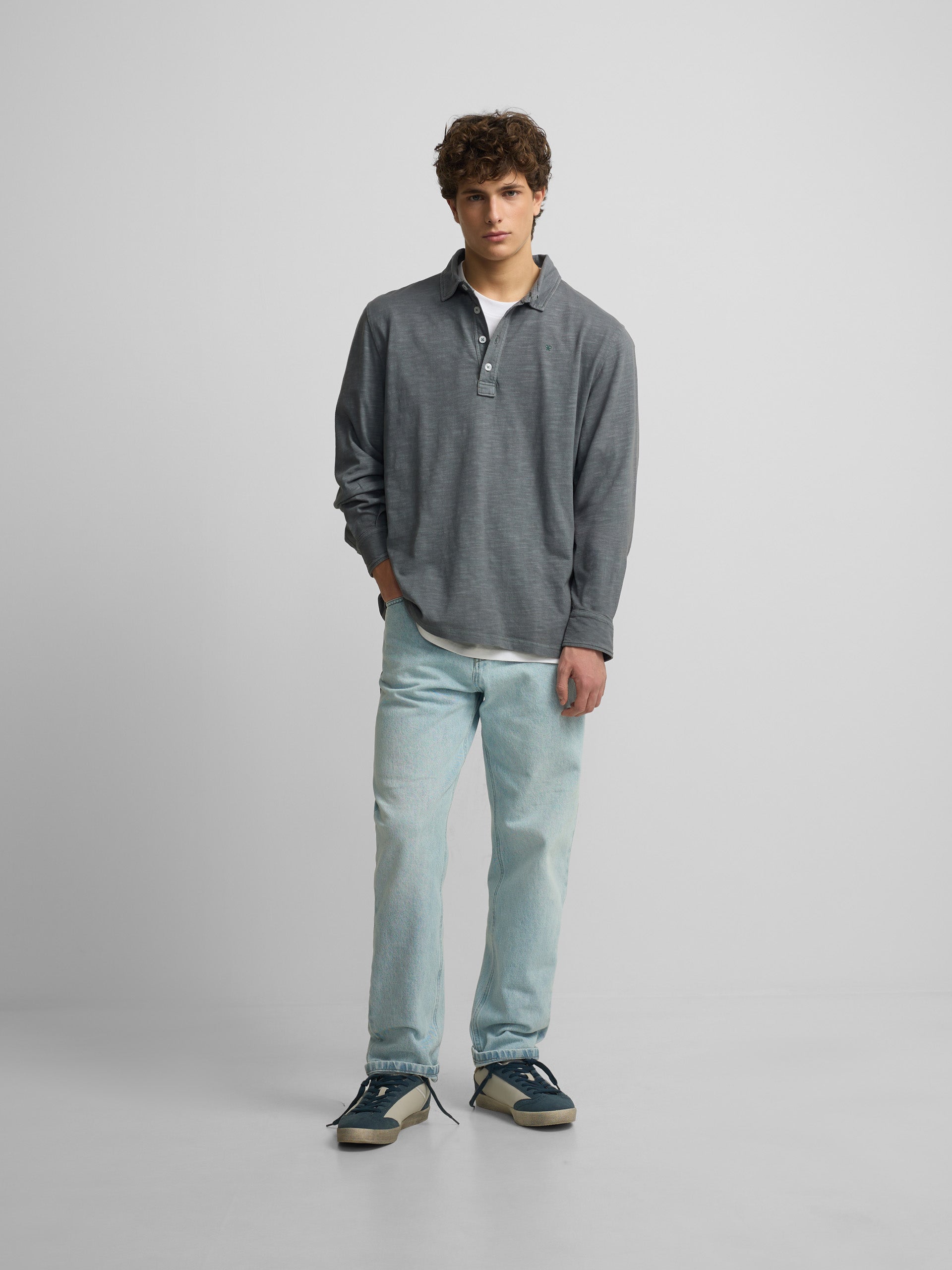 Polo manga larga sport gris