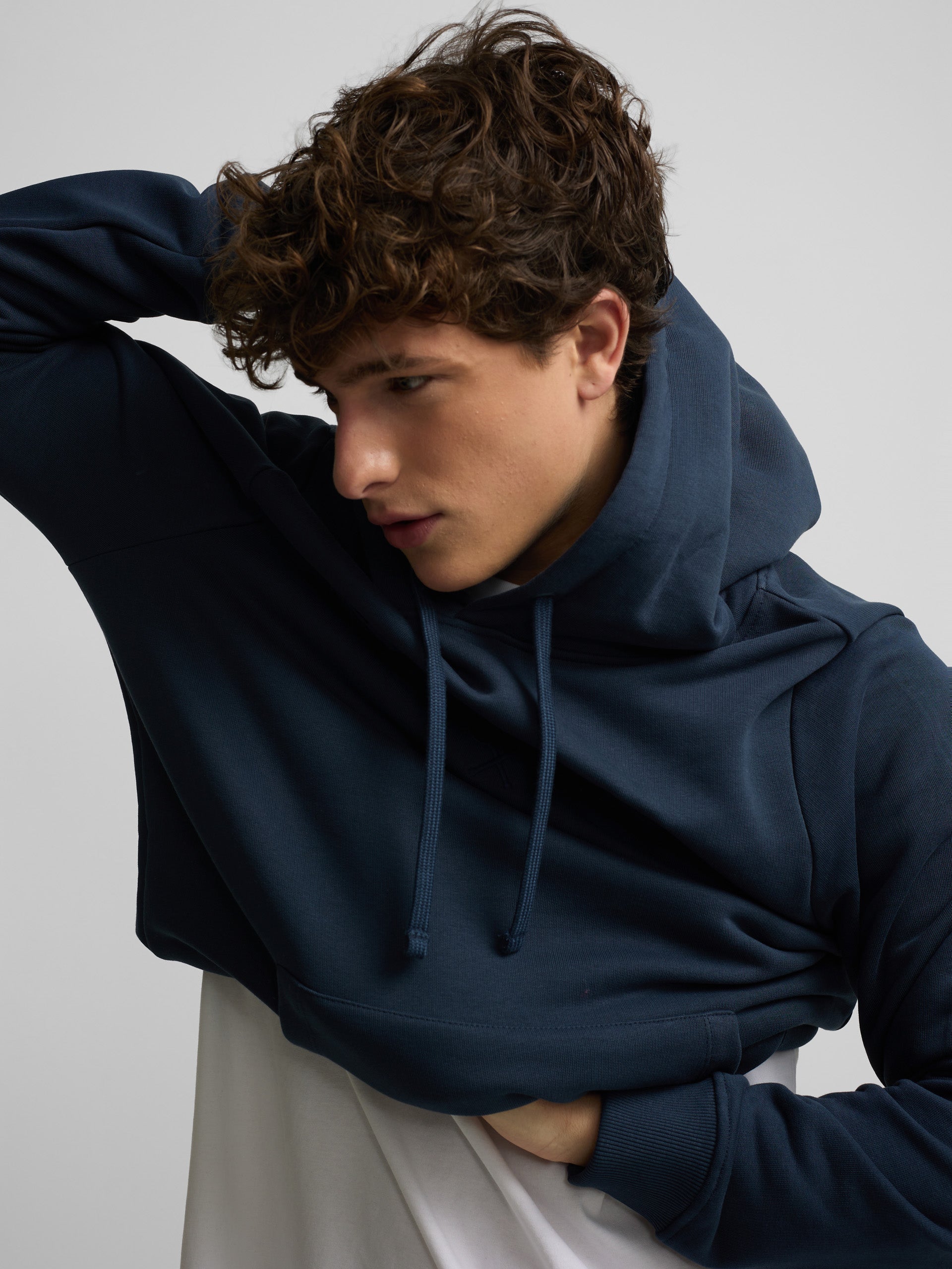 Sudadera capucha Silbon raqueta media azul marino