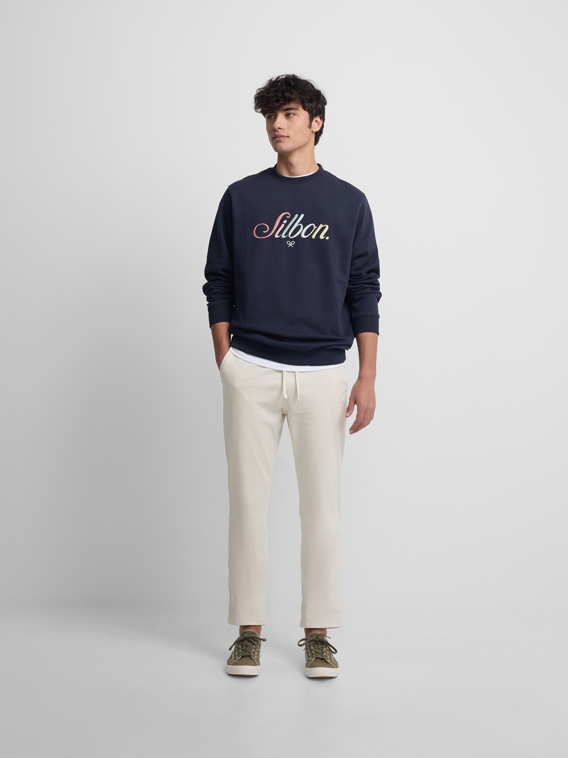 Sudadera Silbon bordado multicolor azul marino
