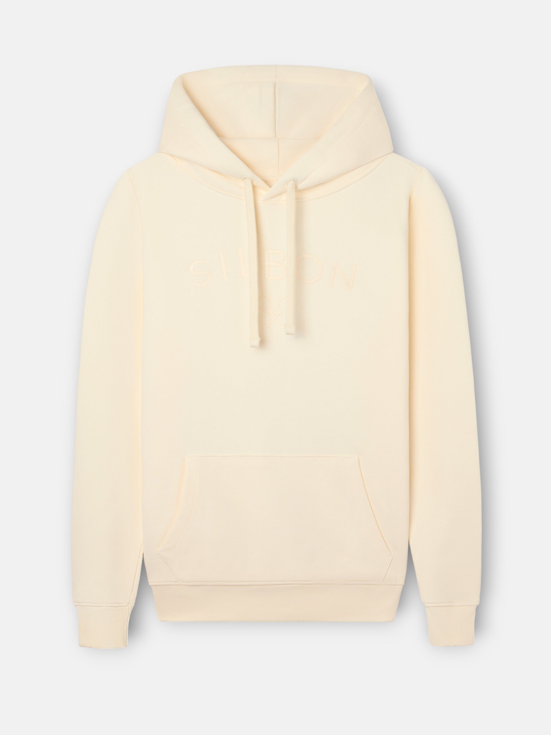 Sudadera capucha Silbon raqueta media crema