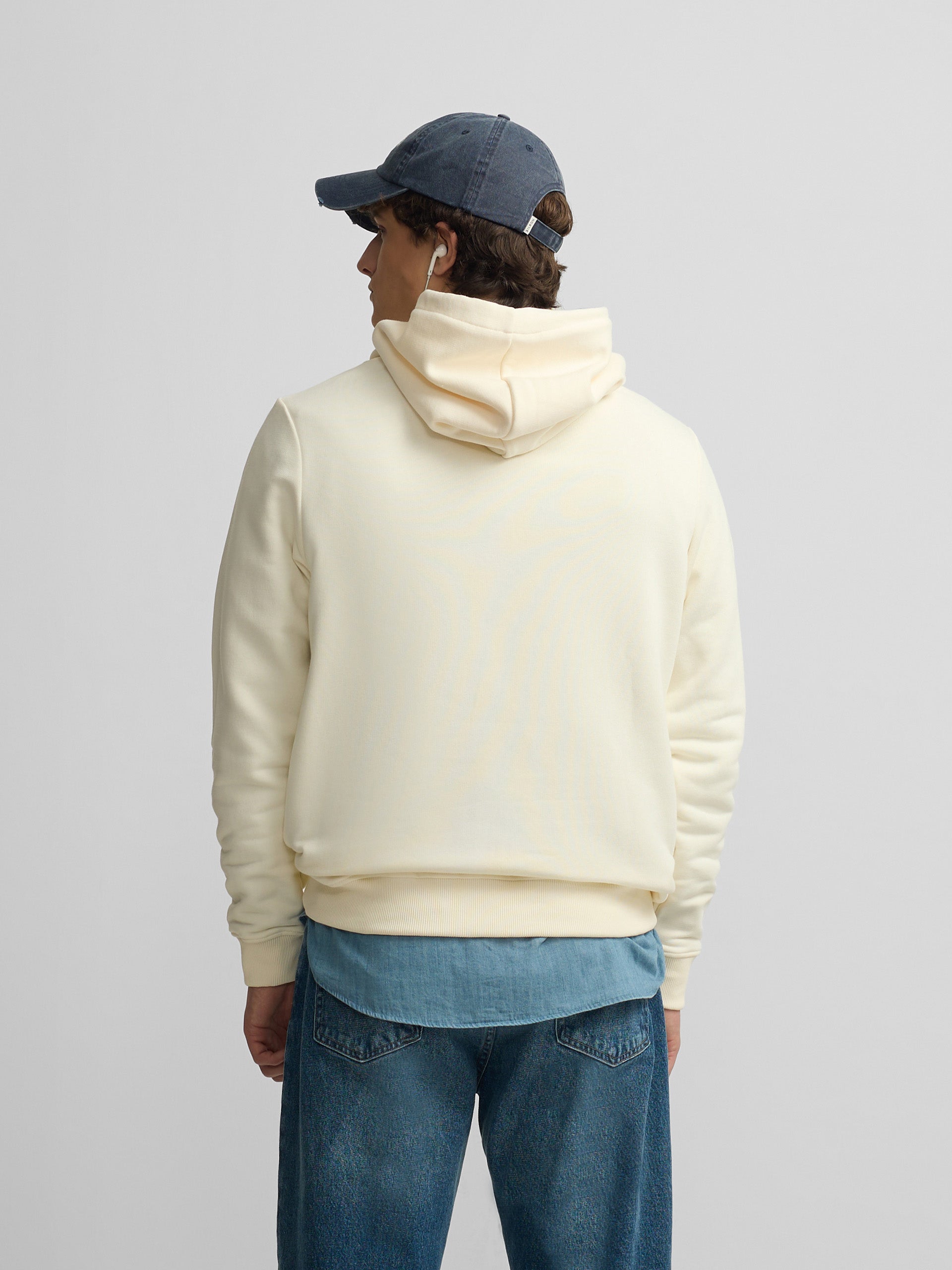 Sudadera capucha Silbon raqueta media crema