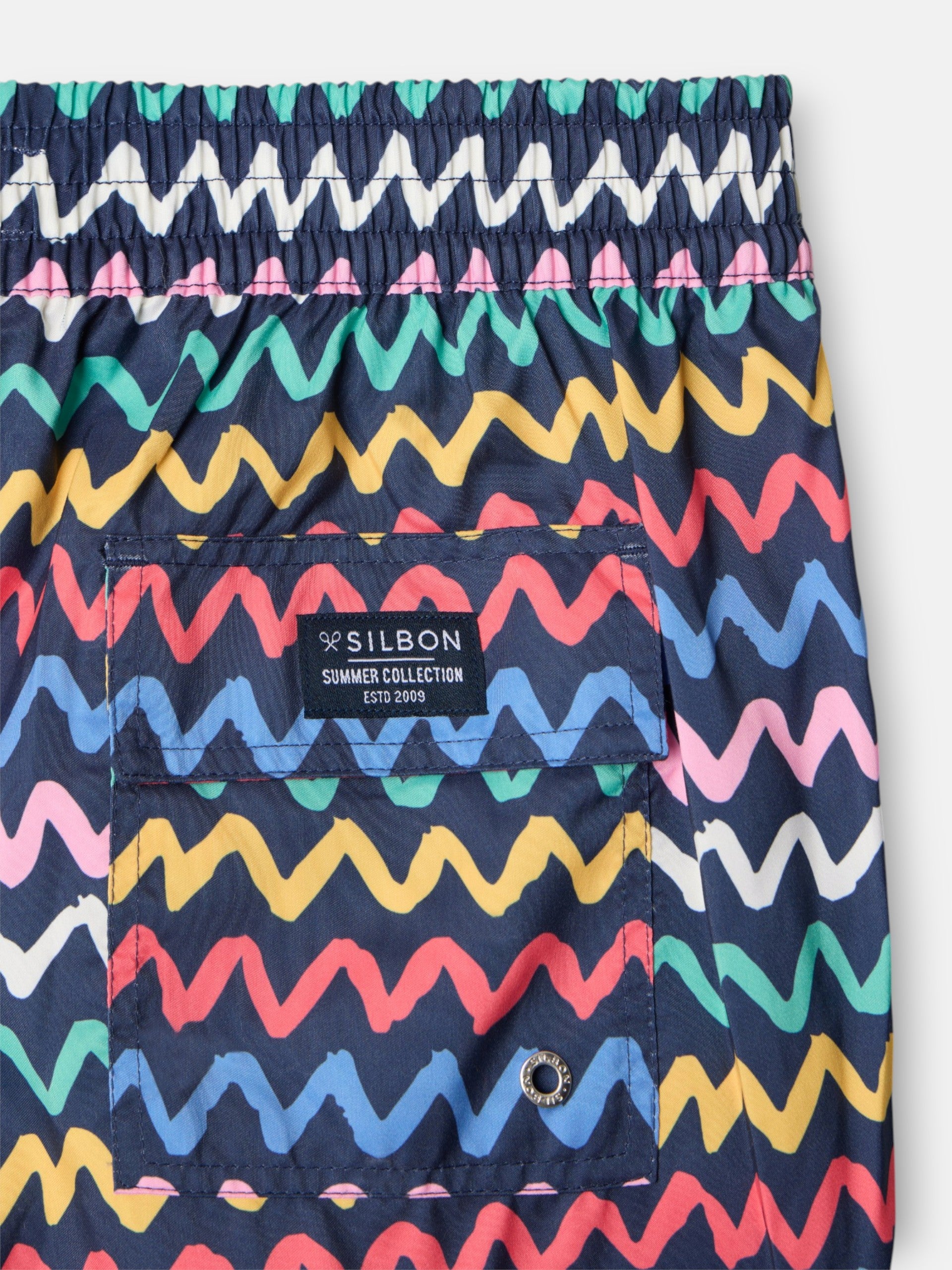 Multicolor zigzag navy blue swimsuit