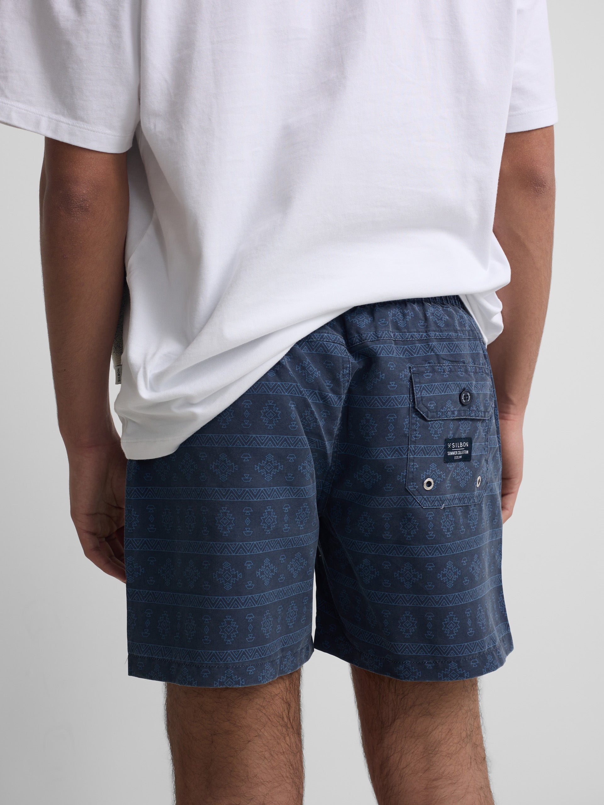 Maillot de bain ethnique bleu marine délavé