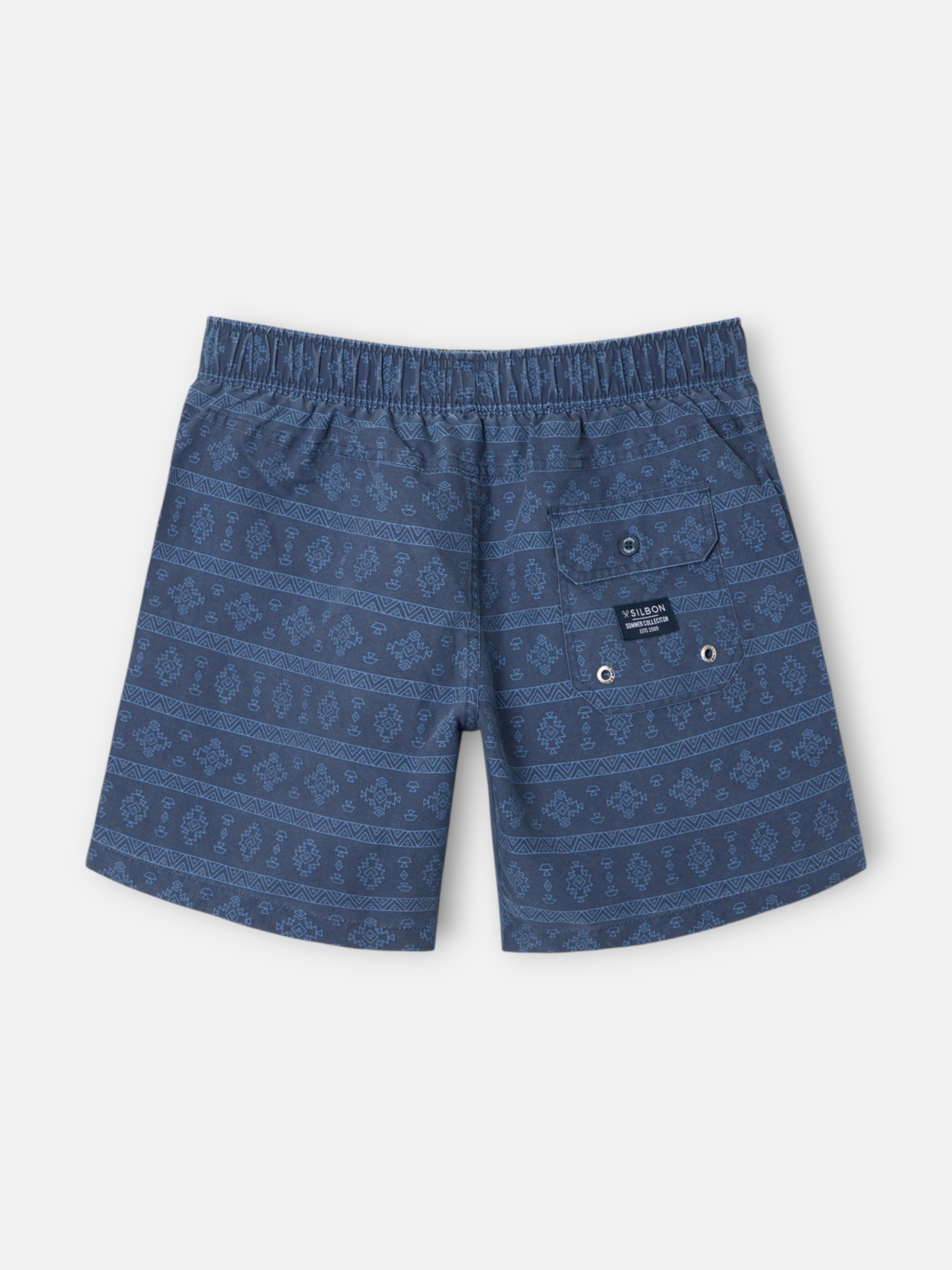 Maillot de bain ethnique bleu marine délavé