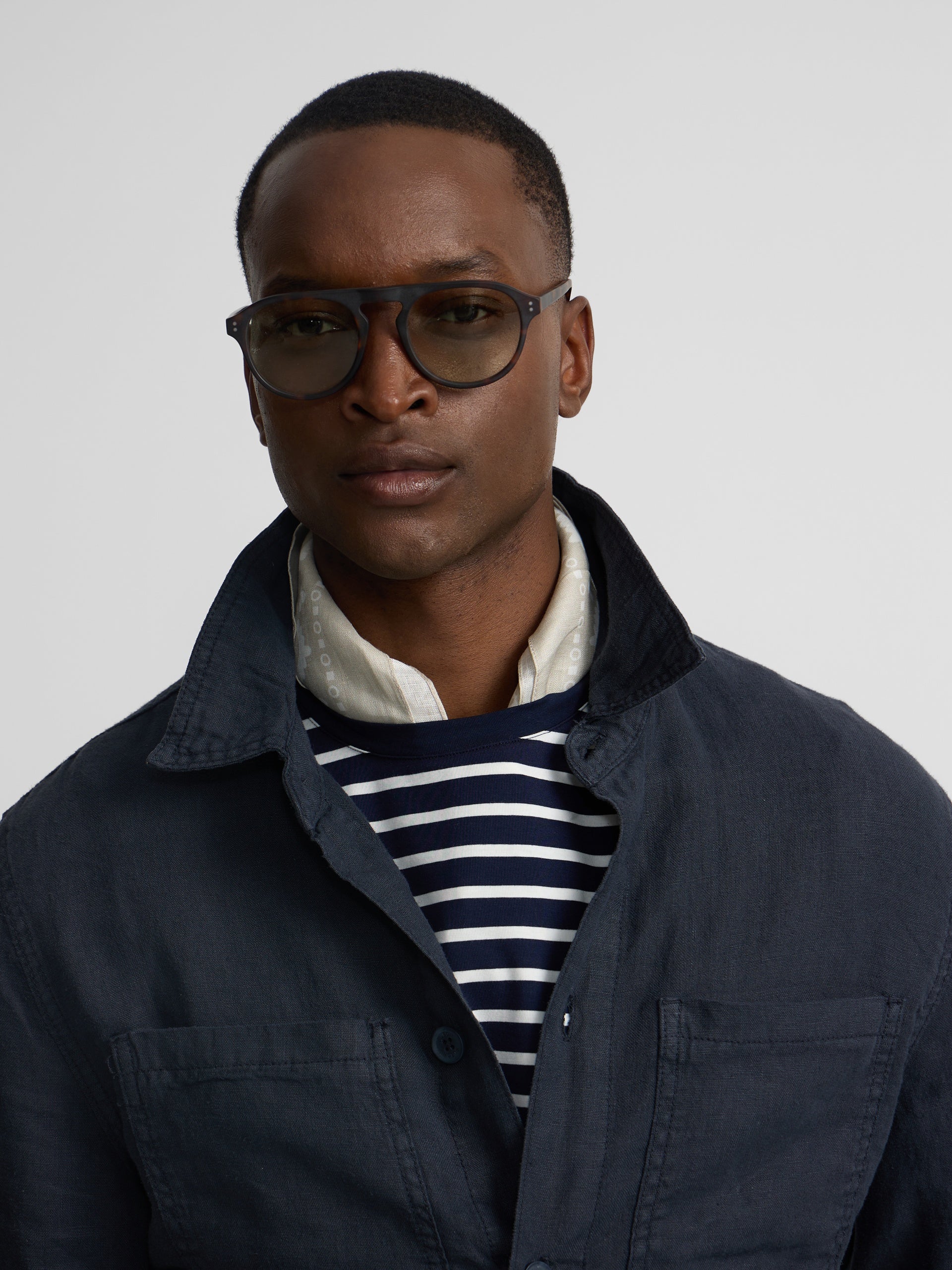 Blue linen overshirt
