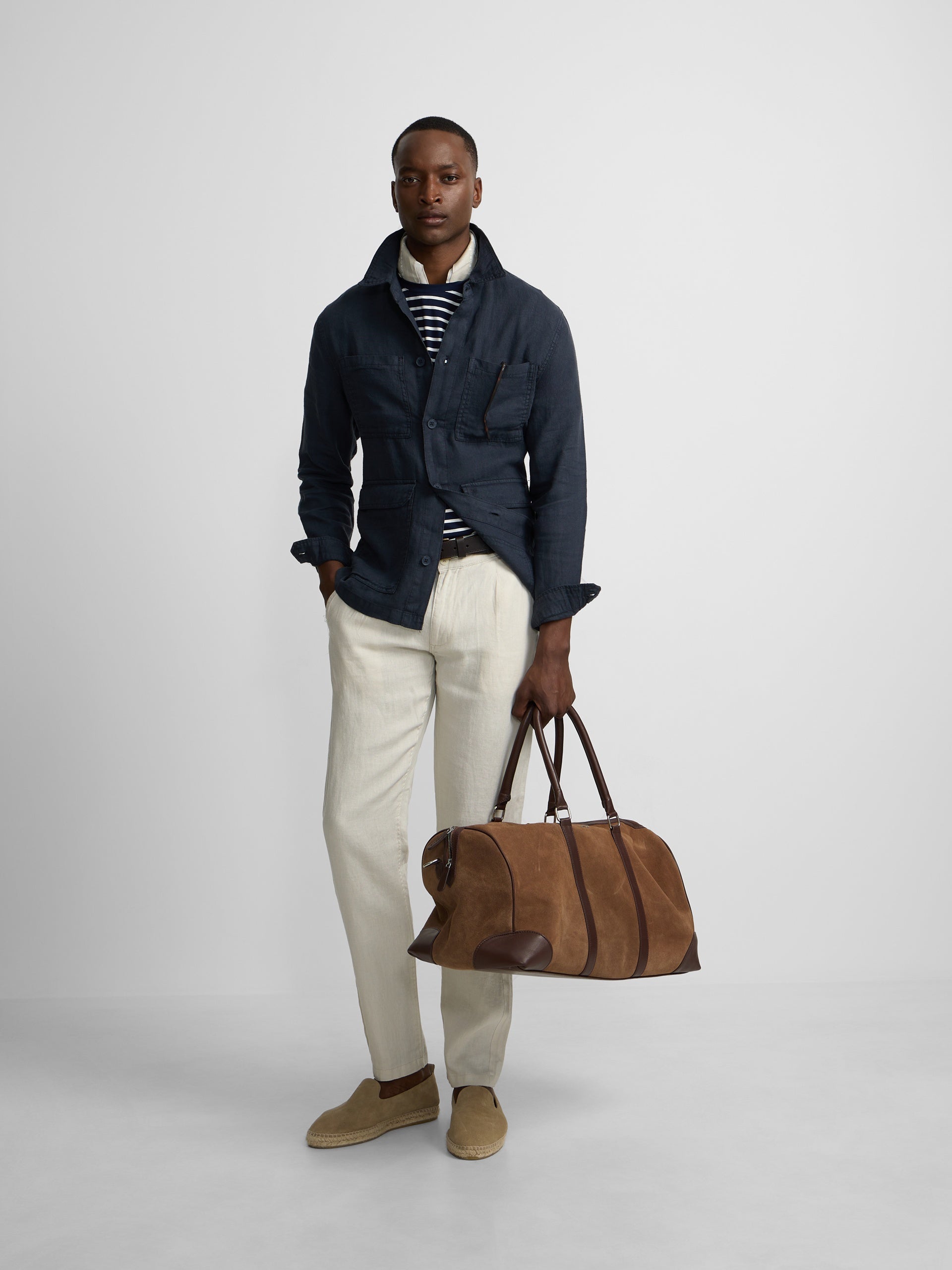 Blue linen overshirt