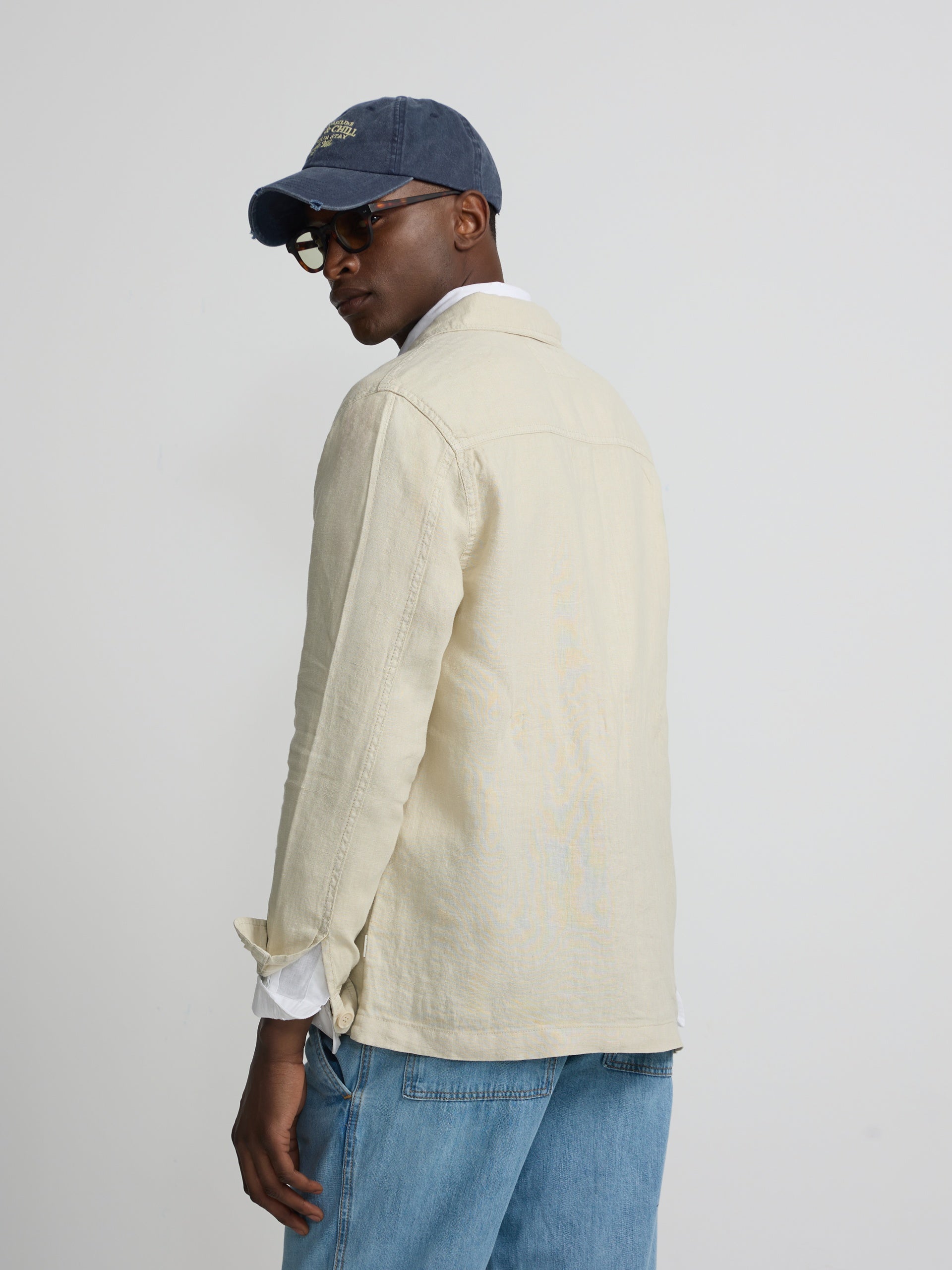 Medium beige linen overshirt