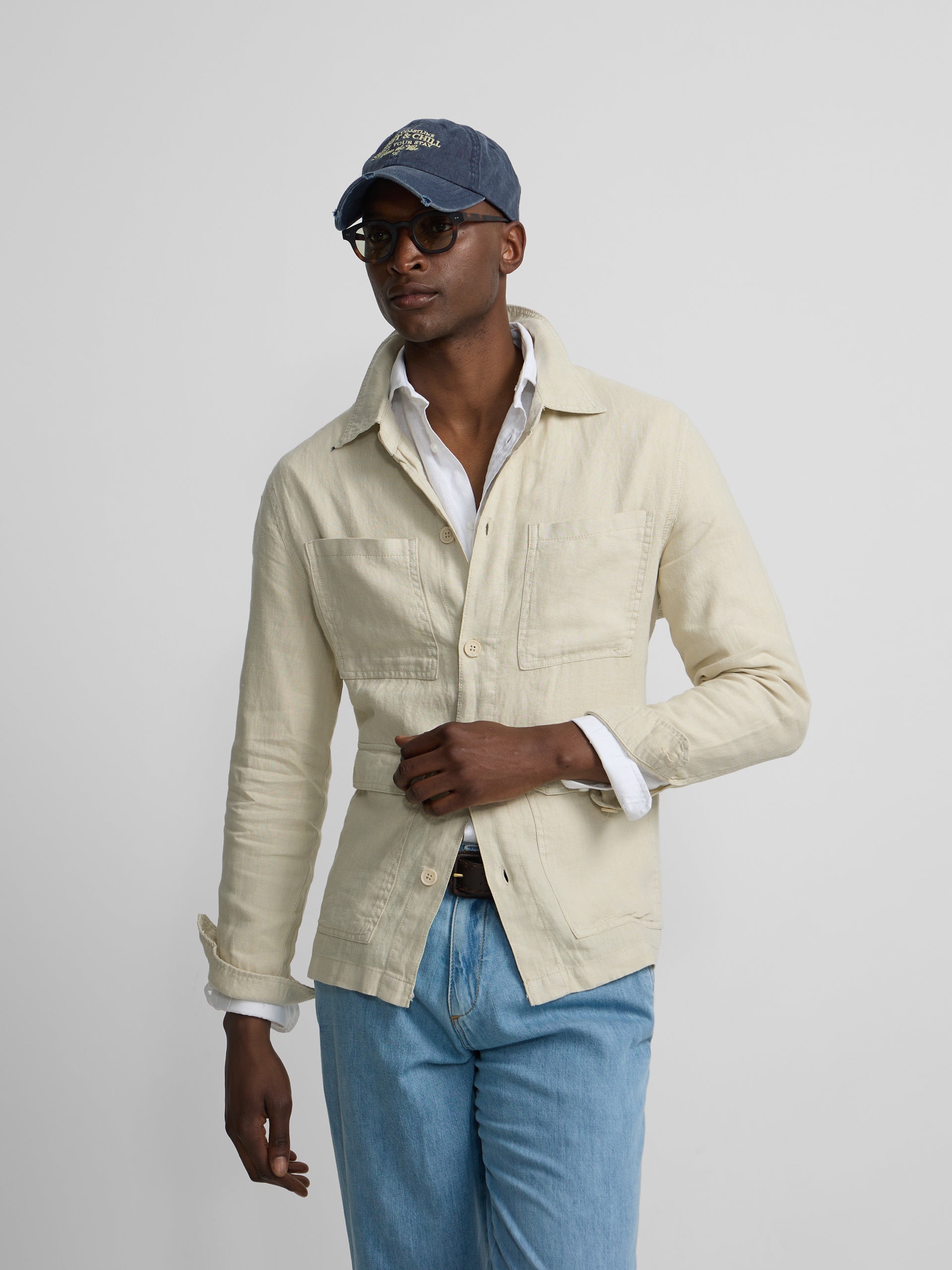 Medium beige linen overshirt