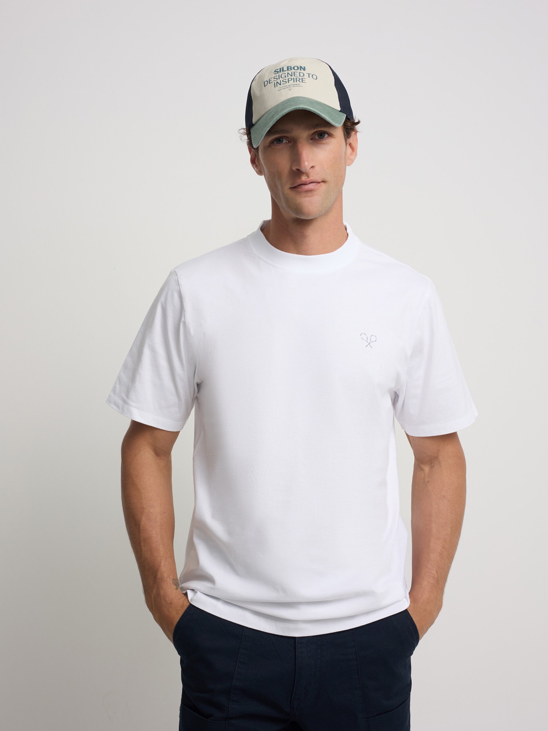 T-shirt raquetes lettering branca