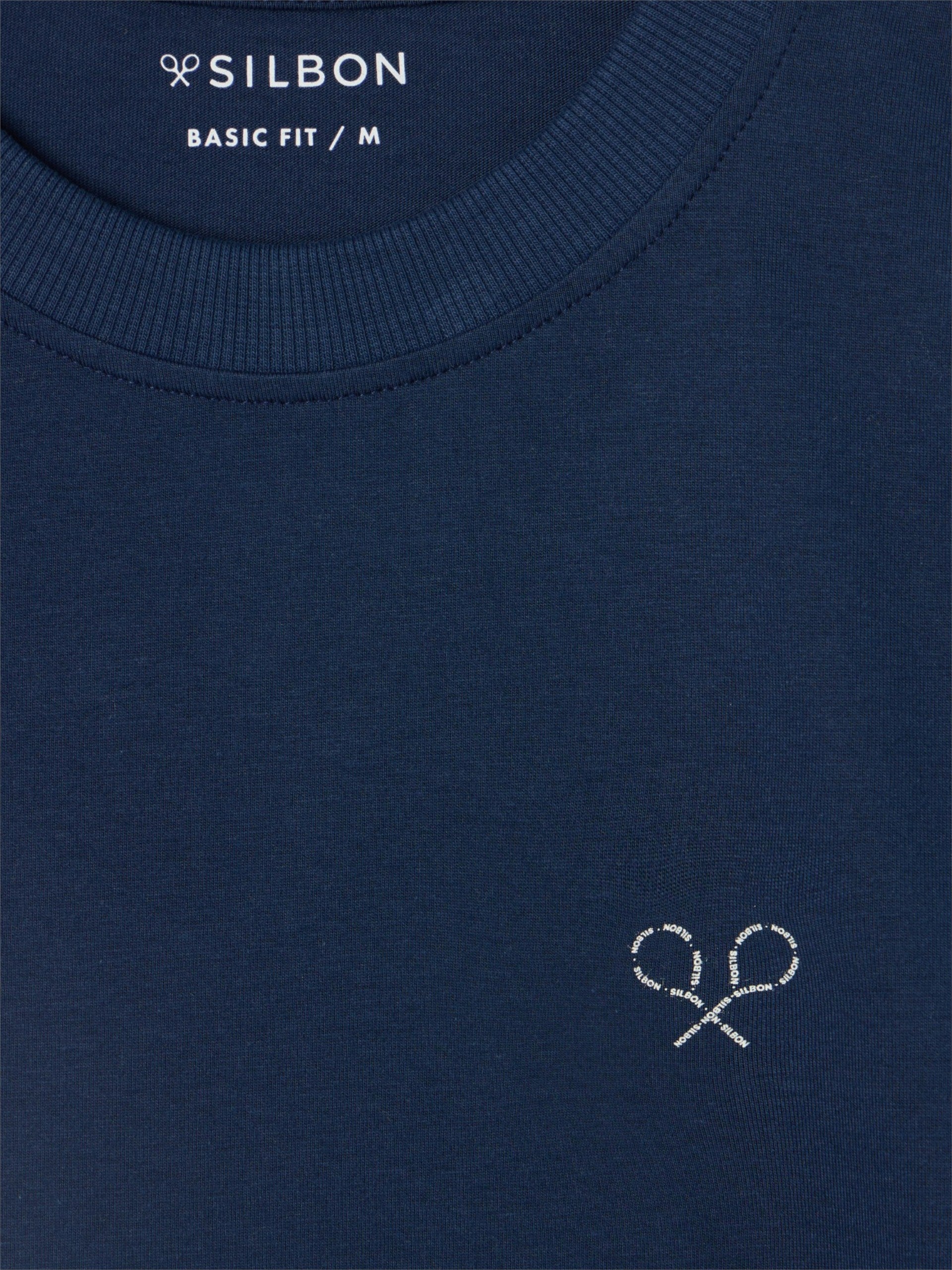 Camiseta raquetas lettering azul marino