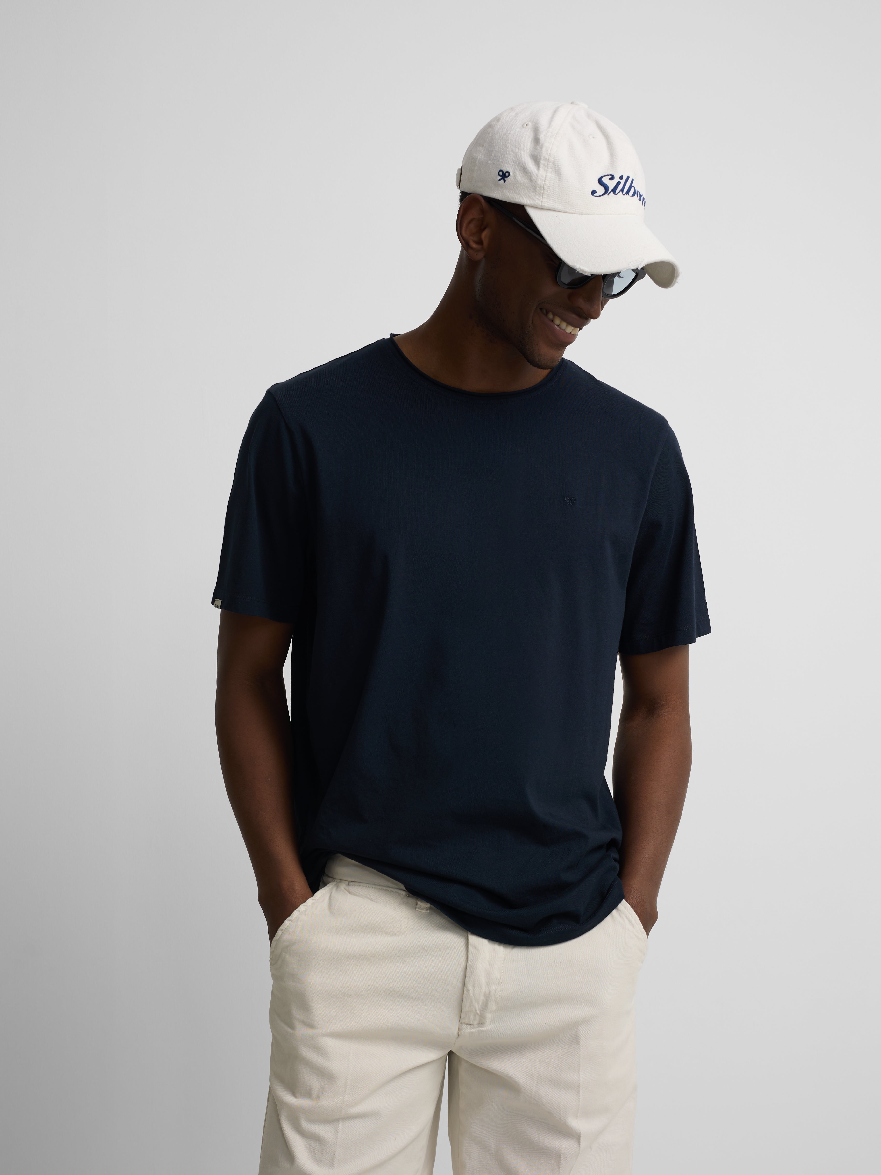 Navy blue turtleneck t-shirt