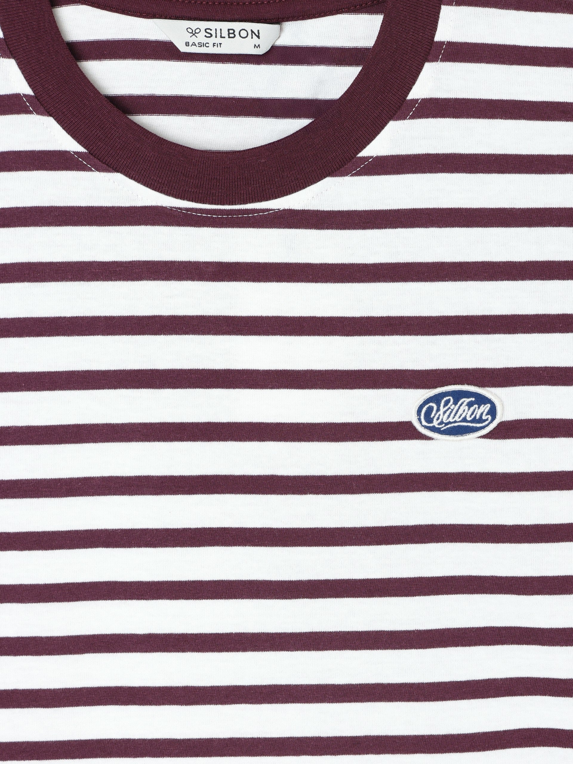 Camisola rústica riscas bordô