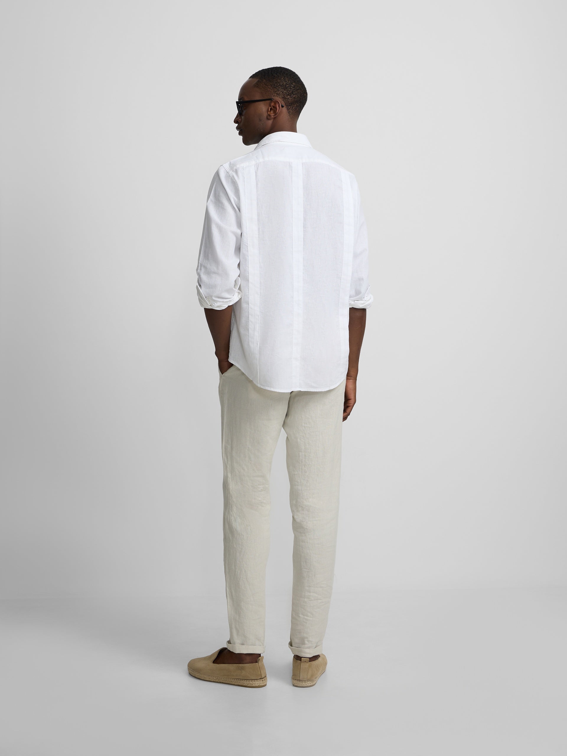 Guayabera sport en lin blanc