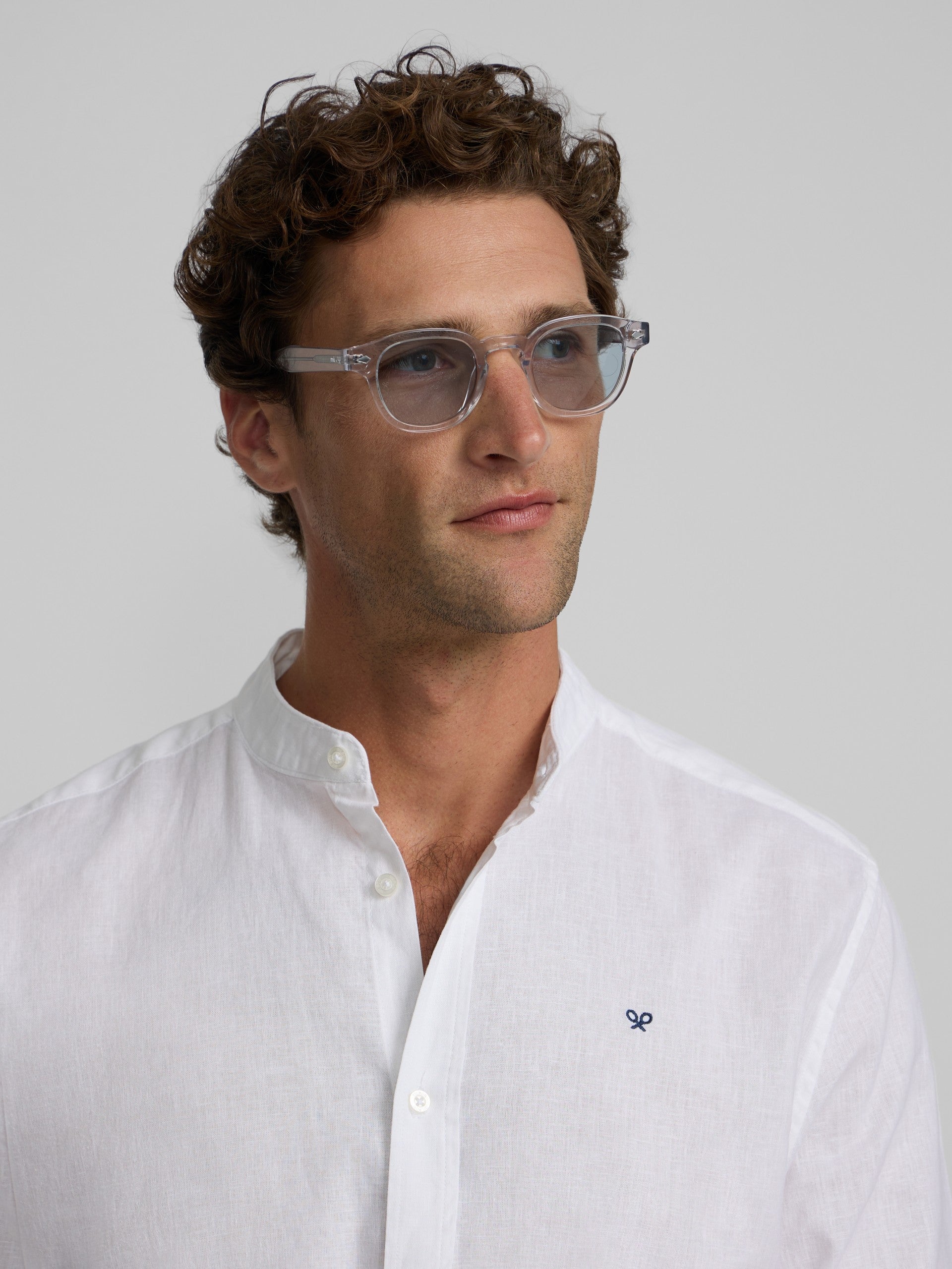 Camisa sport cuello mao blanco