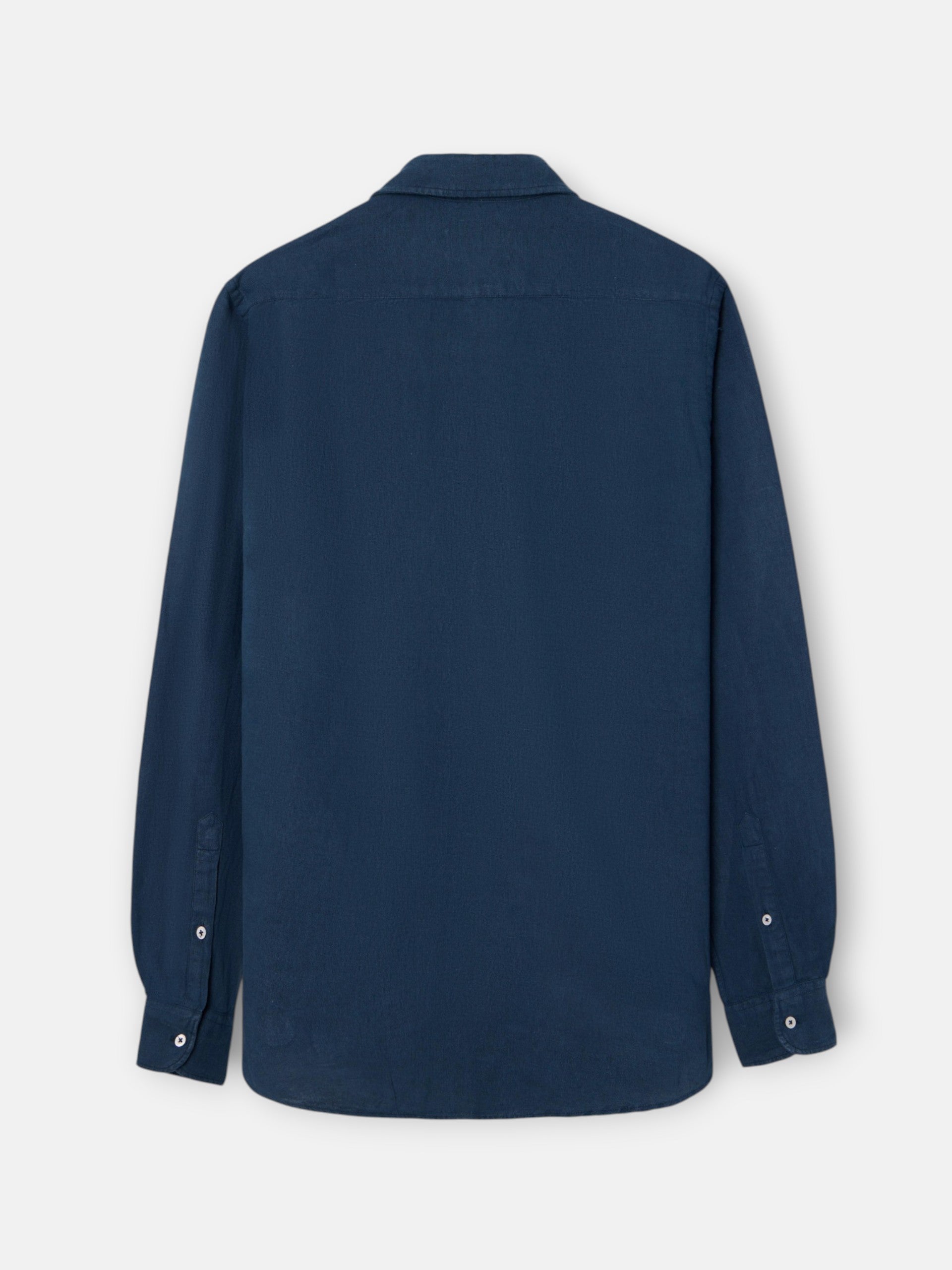 Camisa de linho lisa azul-marinho